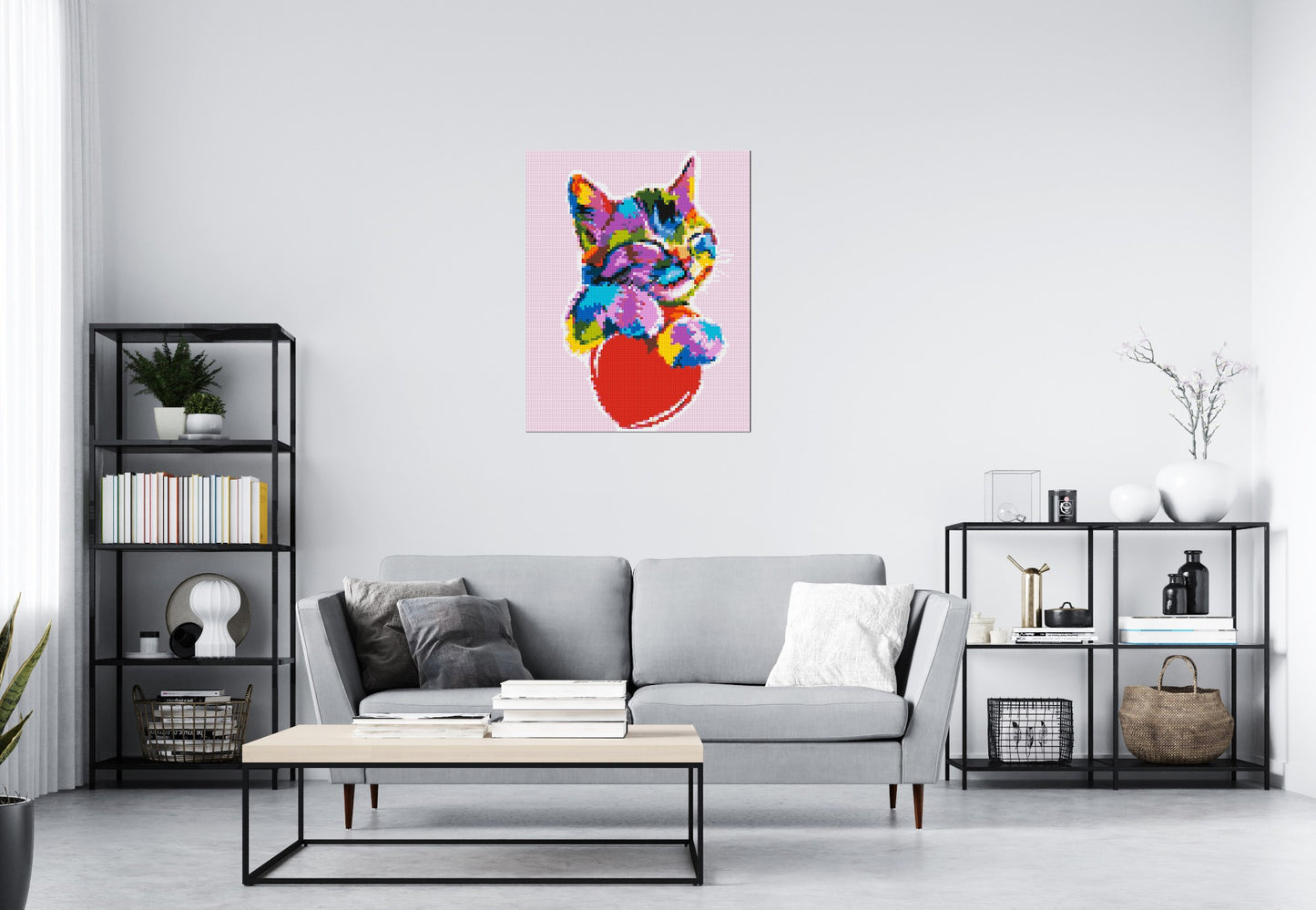 Cat with a Heart Colourful Pop Art - Brick Art Mosaic Kit 4x5 large