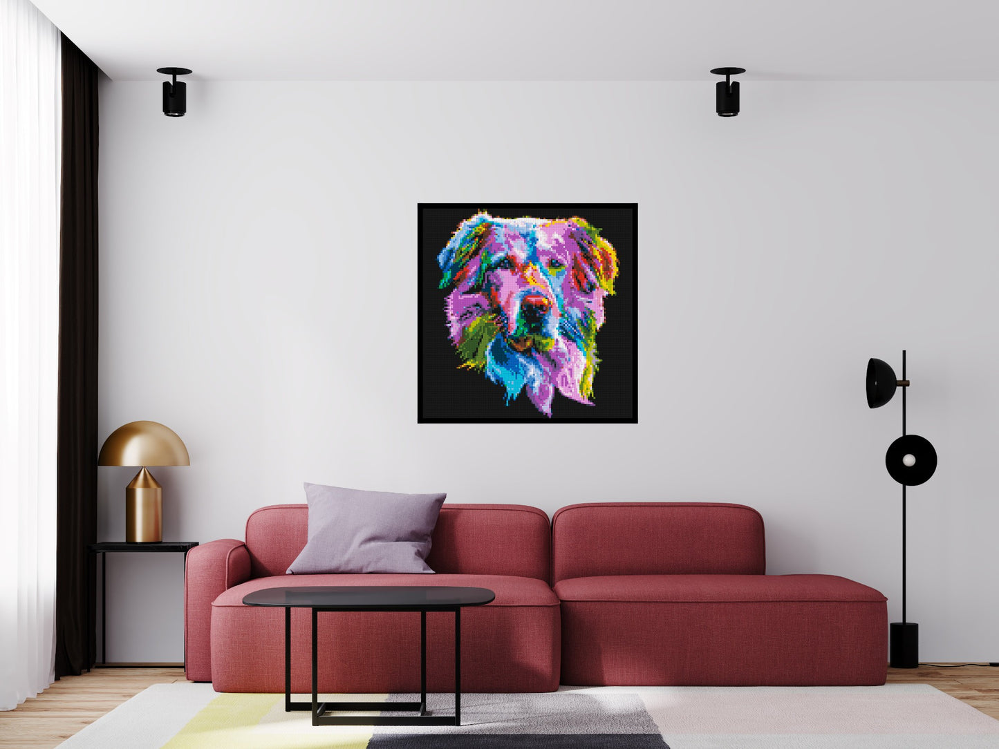 Golden Retriever Colourful Pop Art - Brick Art Mosaic Kit 5x5 large