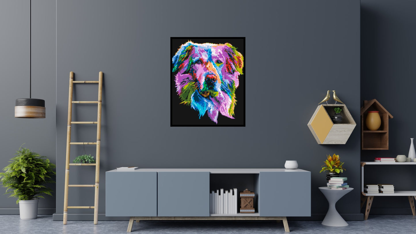 Golden Retriever Colourful Pop Art - Brick Art Mosaic Kit 5x6 large