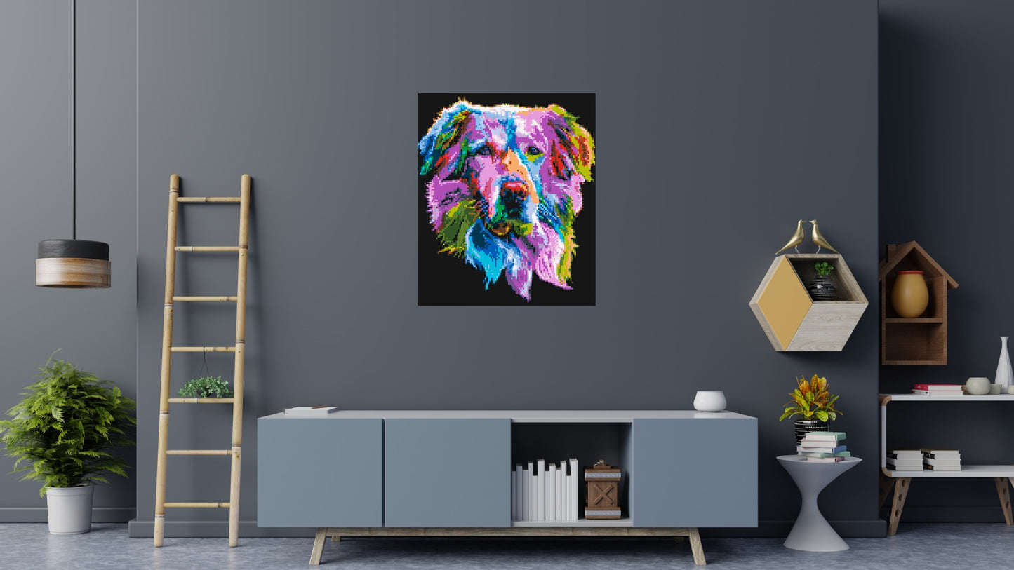 Golden Retriever Colourful Pop Art - Brick Art Mosaic Kit 5x6 large