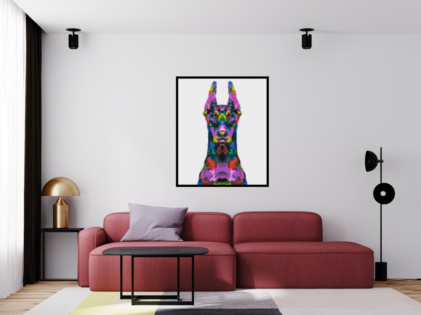 Doberman Colourful Pop Art - Brick Art Mosaic Kit 5x6 large