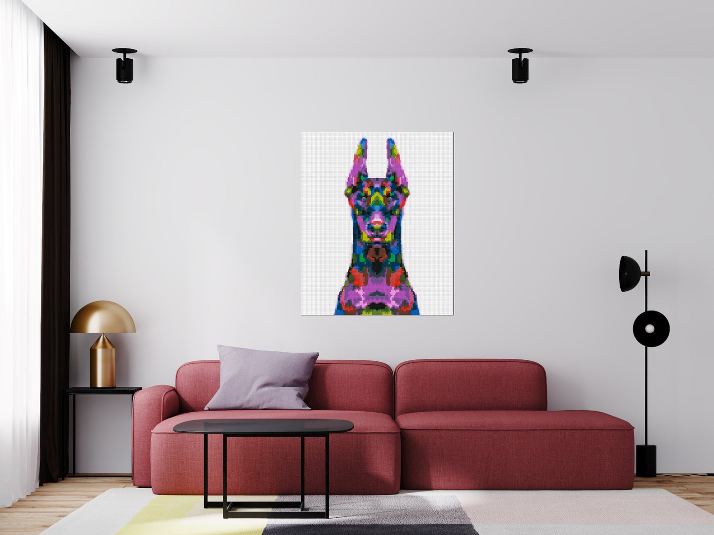 Doberman Colourful Pop Art - Brick Art Mosaic Kit 5x6 large