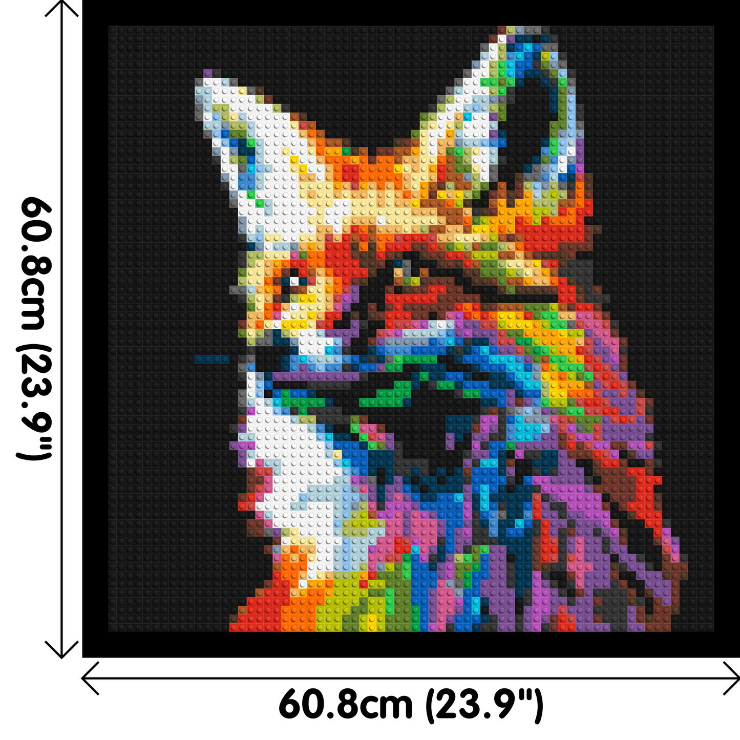 Fox Colourful Pop Art - Brick Art Mosaic Kit 3x3 large