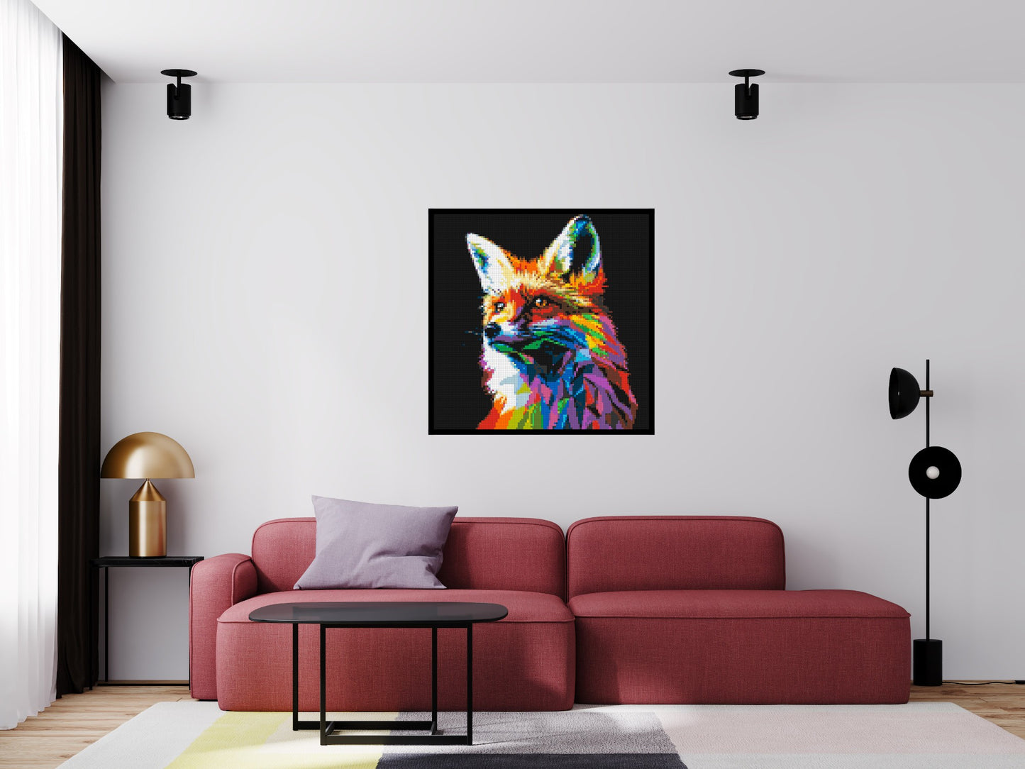 Fox Colourful Pop Art - Brick Art Mosaic Kit 5x5 large