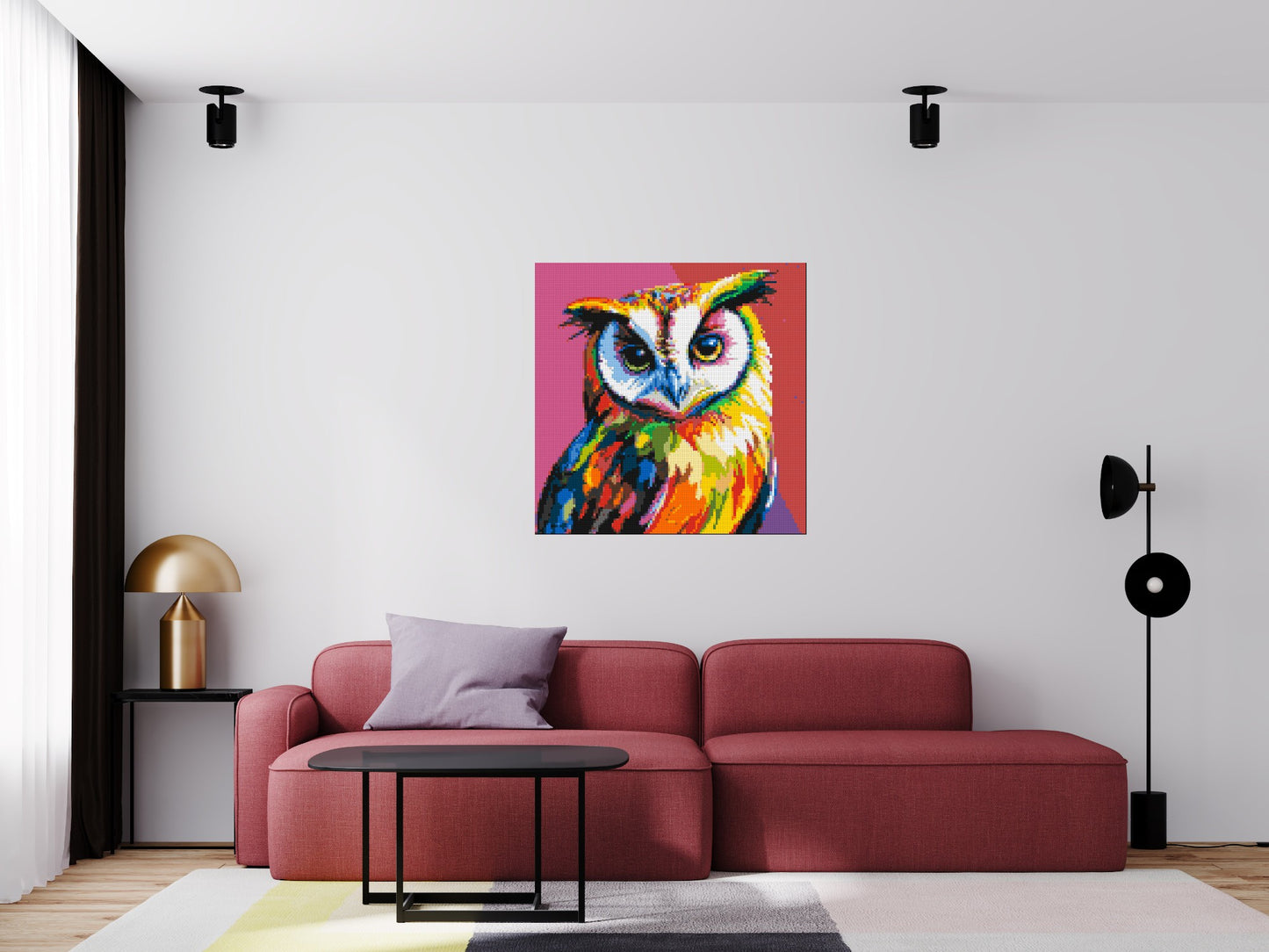 Owl Colourful Pop Art - Brick Art Mosaic Kit 5x5 large