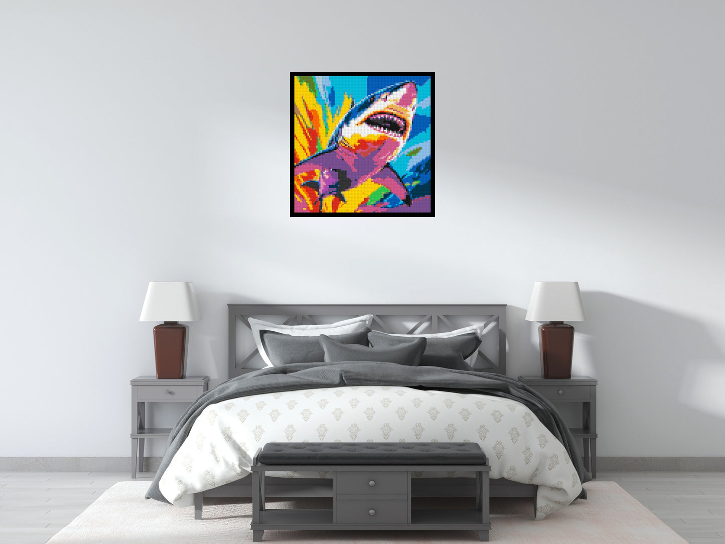 Shark Colourful Pop Art - Brick Art Mosaic Kit 4x4 large