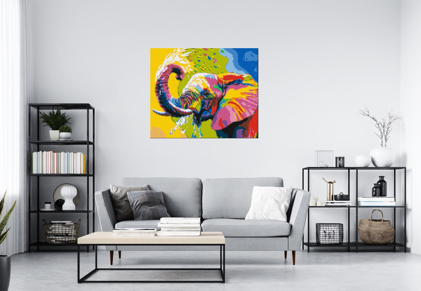 Elephant Colourful Pop Art - Brick Art Mosaic Kit 6x5 large