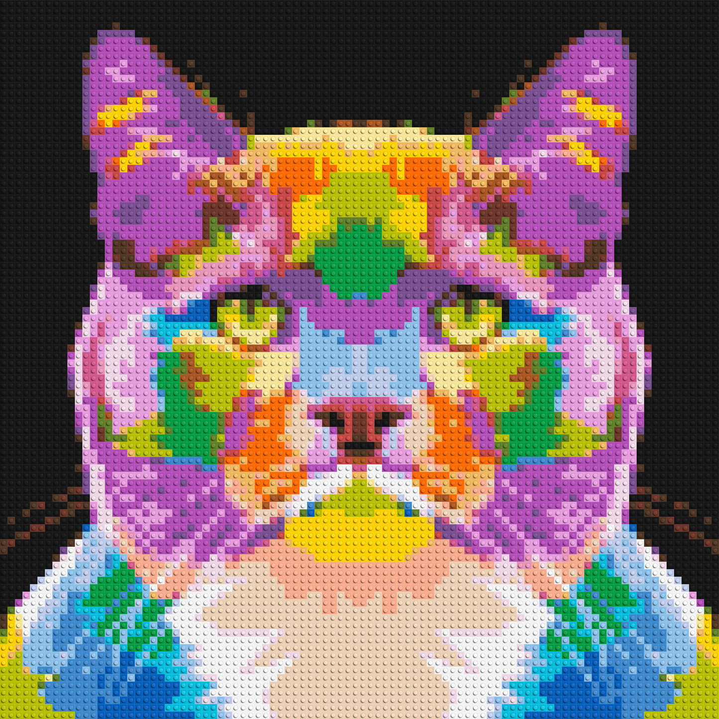 Lazy Cat Colourful Pop Art - Brick Art Mosaic Kit 4x4 large