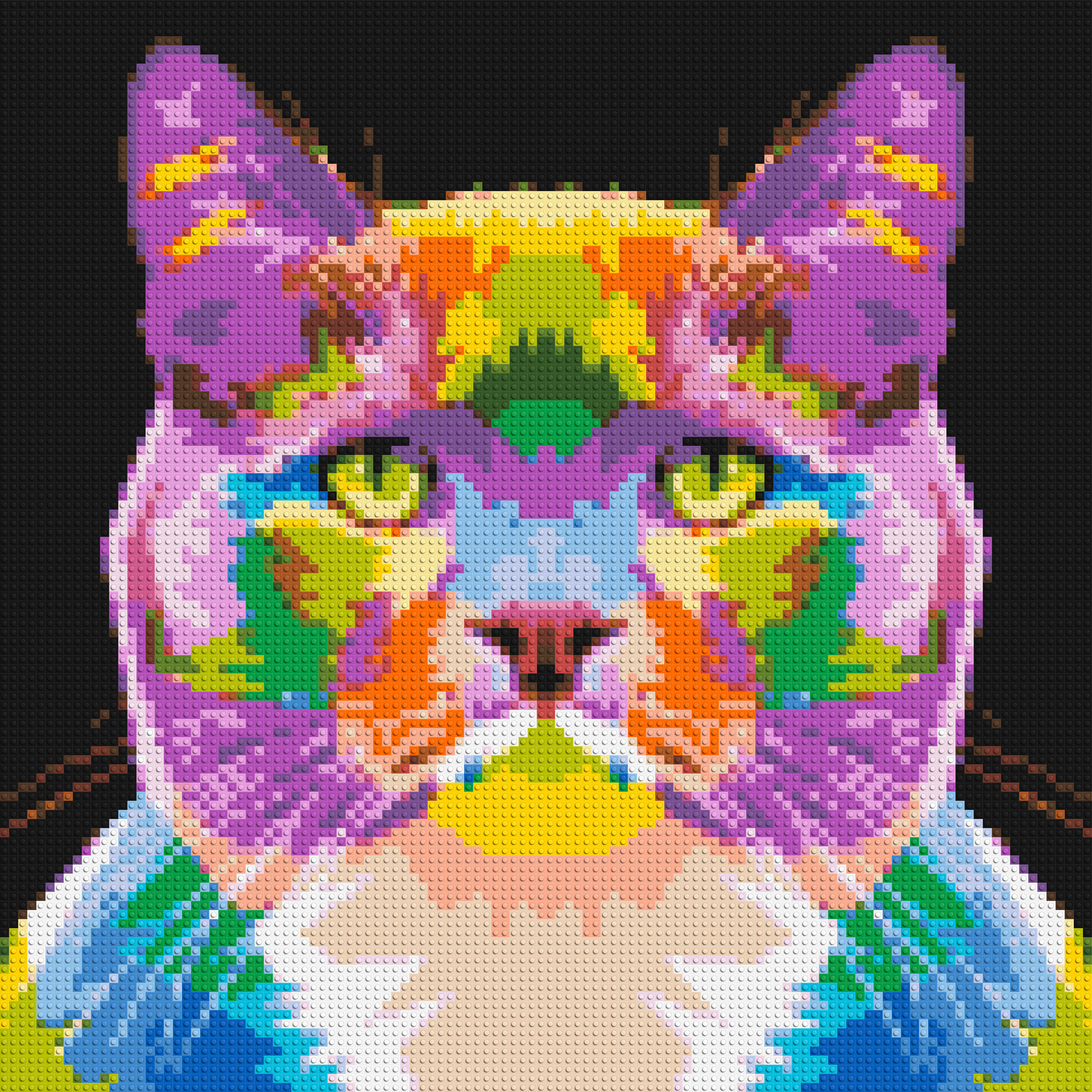Lazy Cat Colourful Pop Art - Brick Art Mosaic Kit 5x5 large