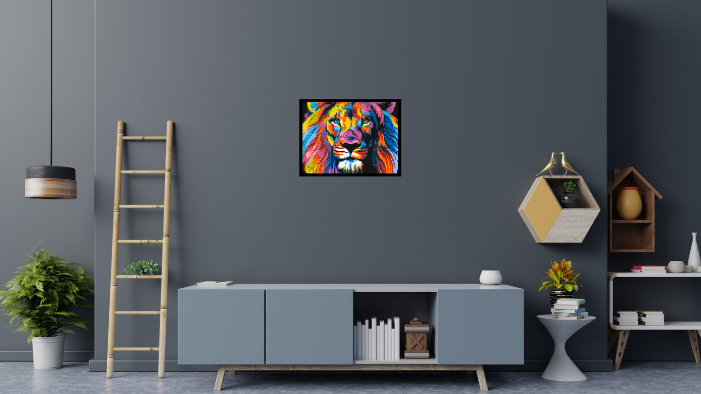 Lion Colourful Pop Art - Brick Art Mosaic Kit 4x3 large