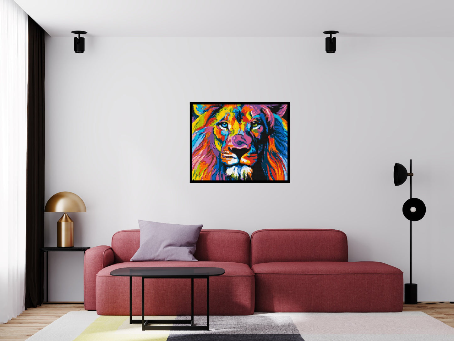 Lion Colourful Pop Art - Brick Art Mosaic Kit 5x4 large