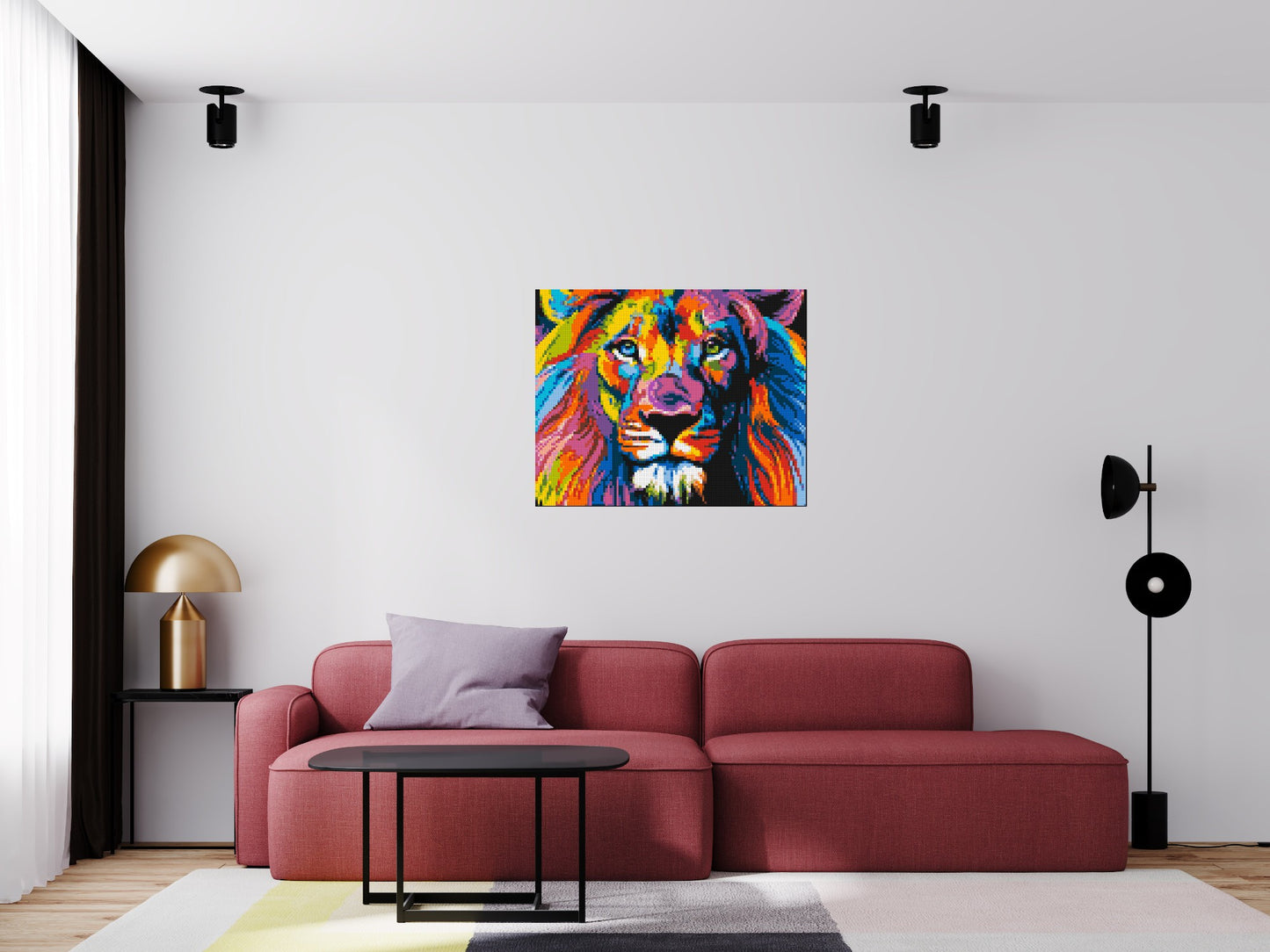 Lion Colourful Pop Art - Brick Art Mosaic Kit 5x4 large