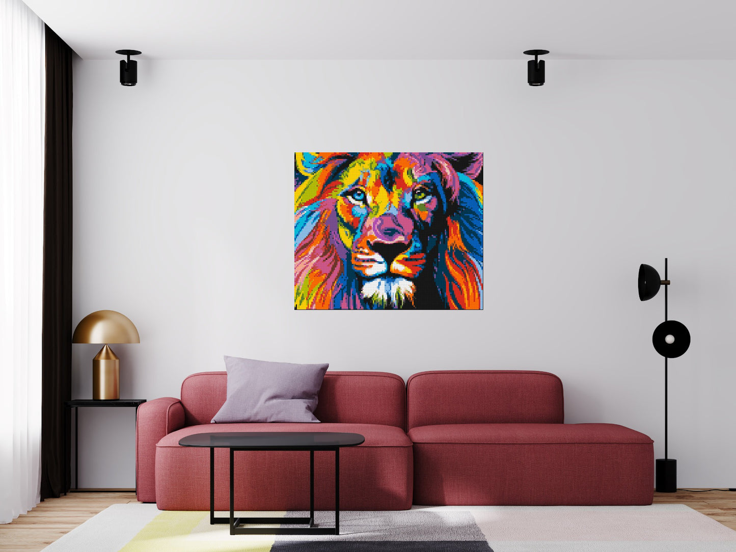 Lion Colourful Pop Art - Brick Art Mosaic Kit 6x5 large