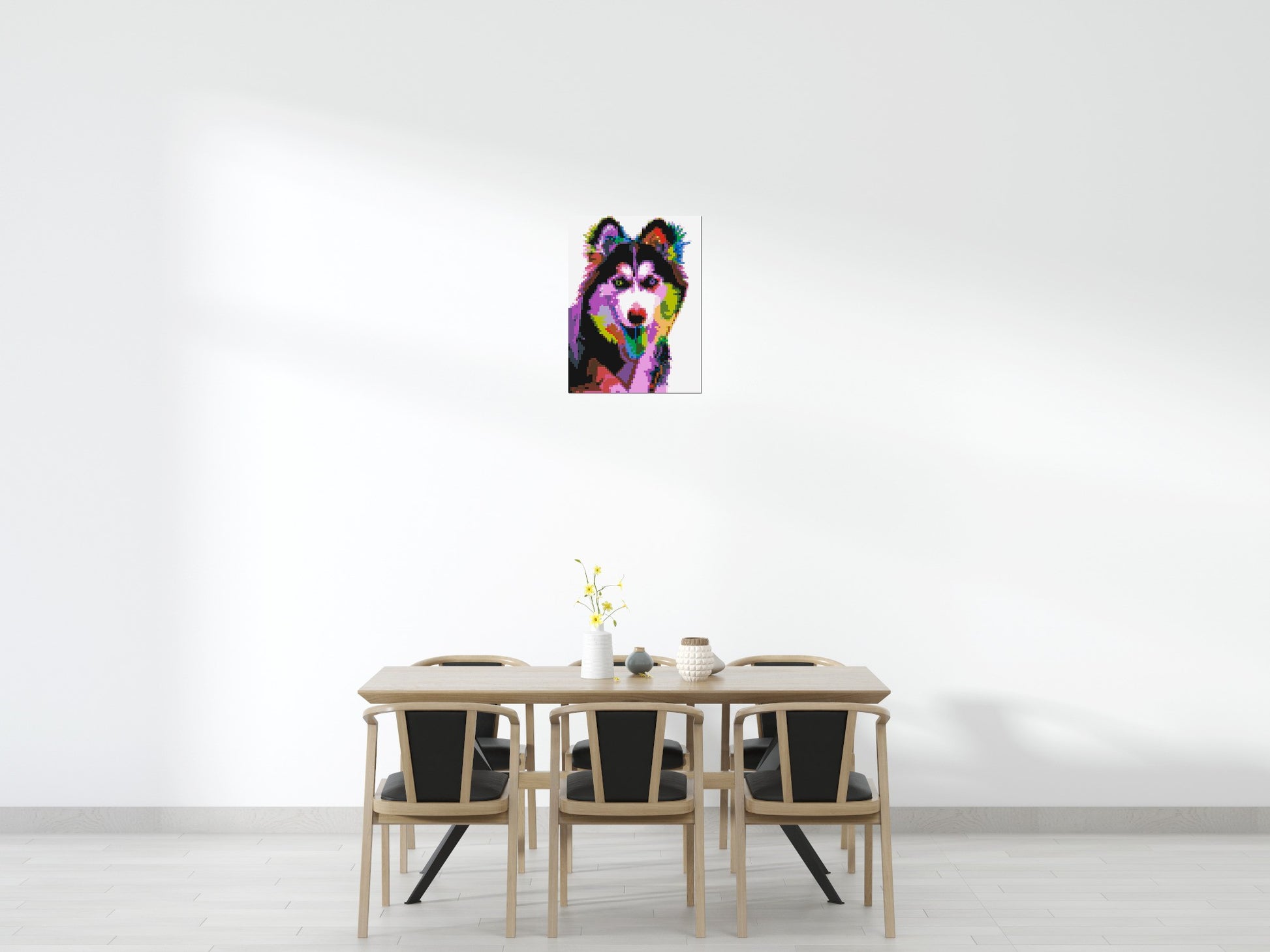 Husky Colourful Pop Art - Brick Art Mosaic Kit 3x4 scene