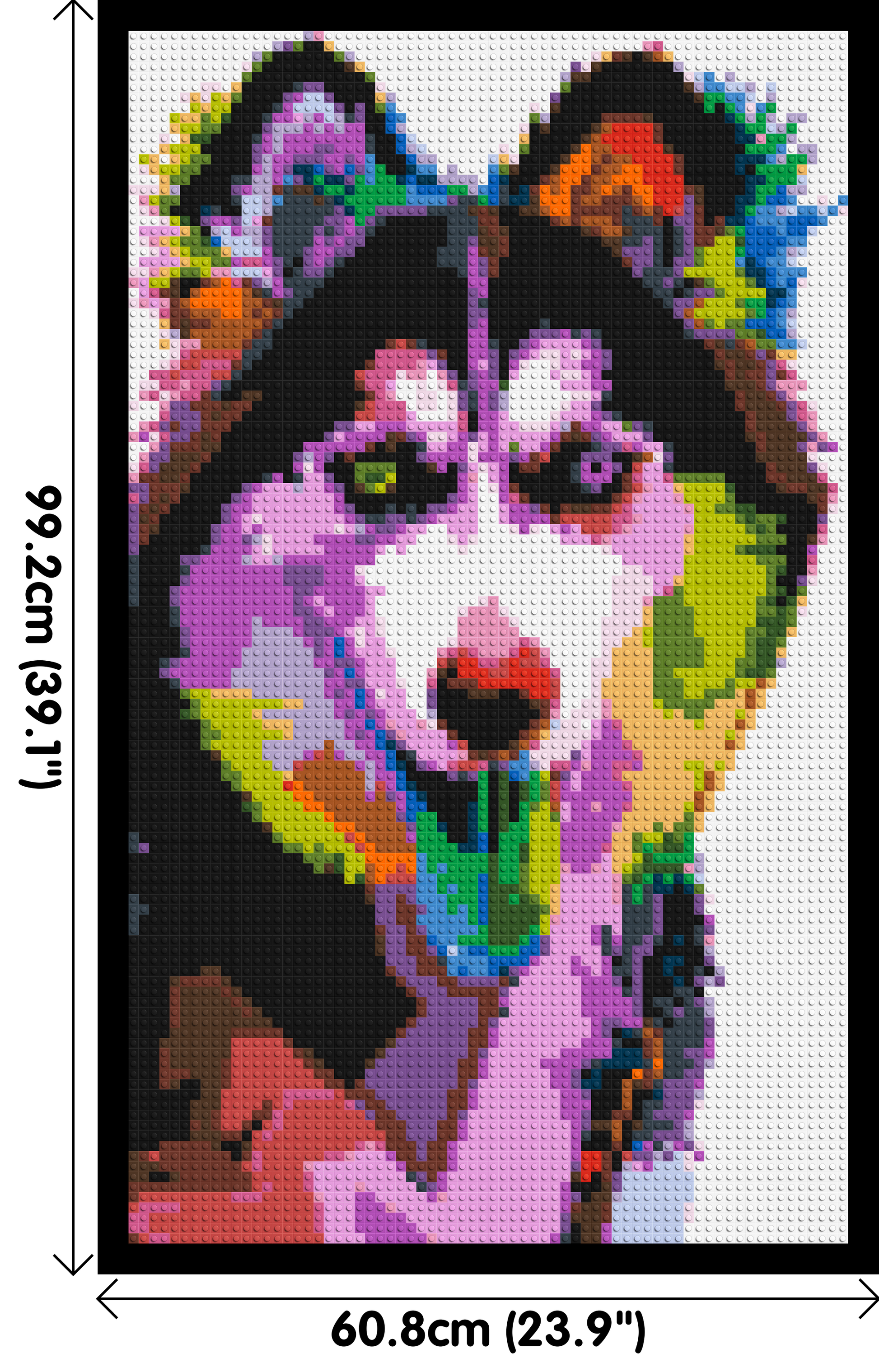 Husky Colourful Pop Art - Brick Art Mosaic Kit 3x5 dimensions with frame