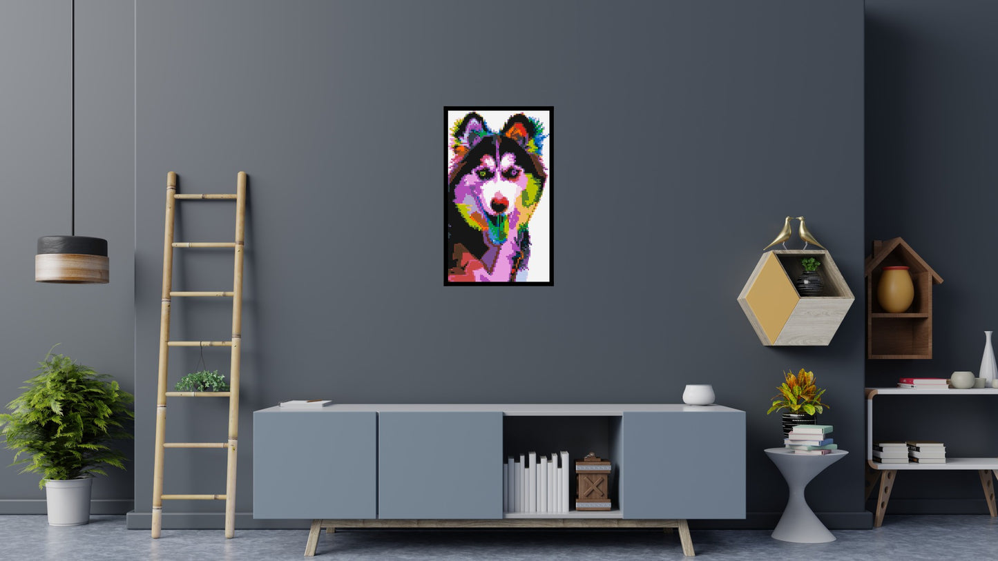 Husky Colourful Pop Art - Brick Art Mosaic Kit 3x5 large