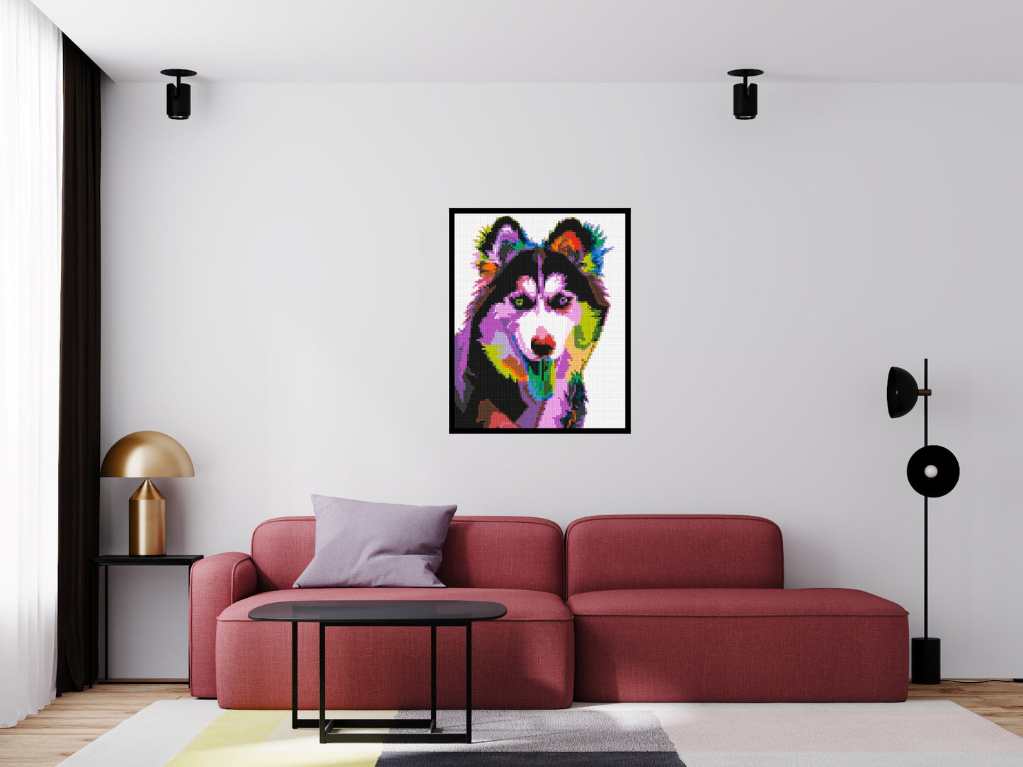 Husky Colourful Pop Art - Brick Art Mosaic Kit 4x5 large