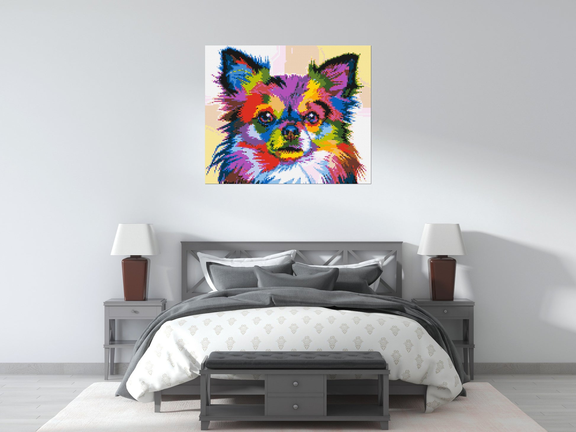 Chihuahua Colourful Pop Art - Brick Art Mosaic Kit 6x5 scene