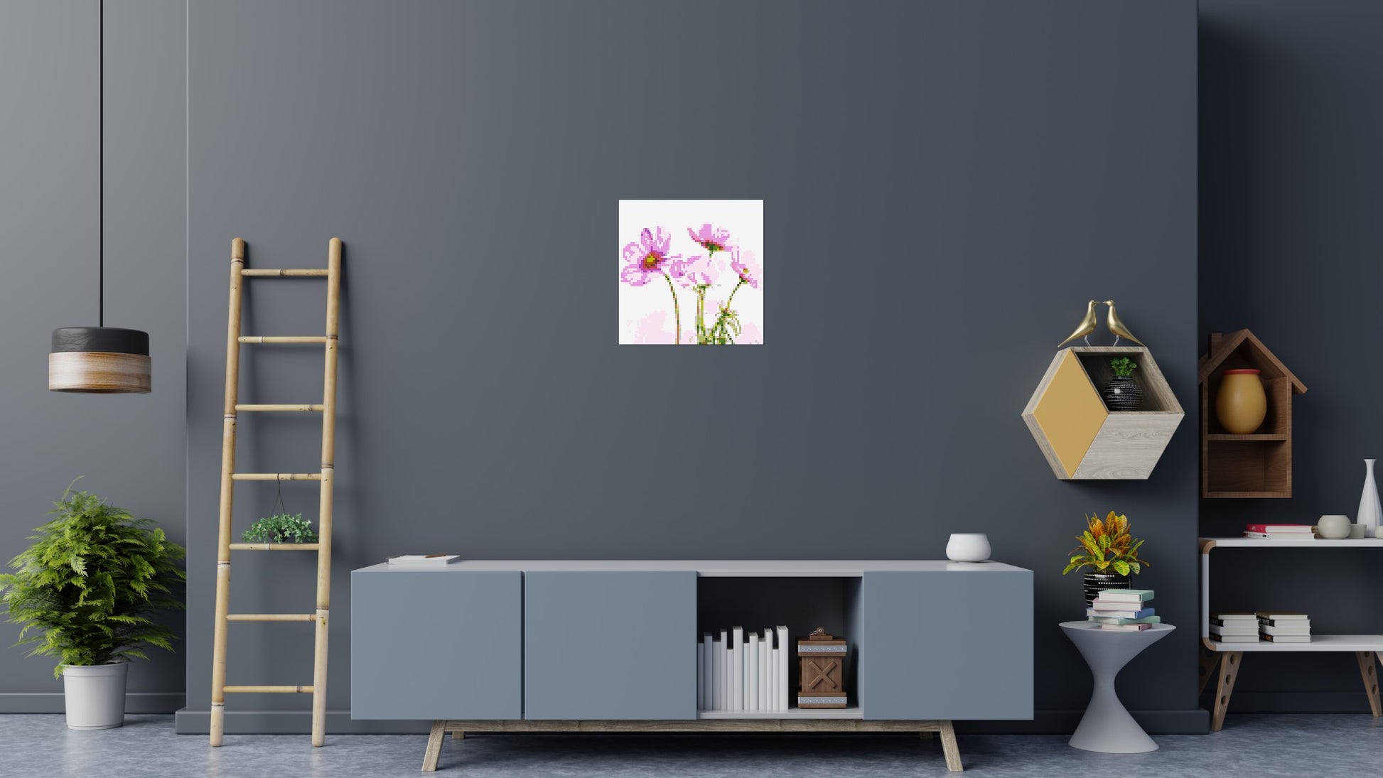 Pink Cosmea - Brick Art Mosaic Kit 3x3 scene
