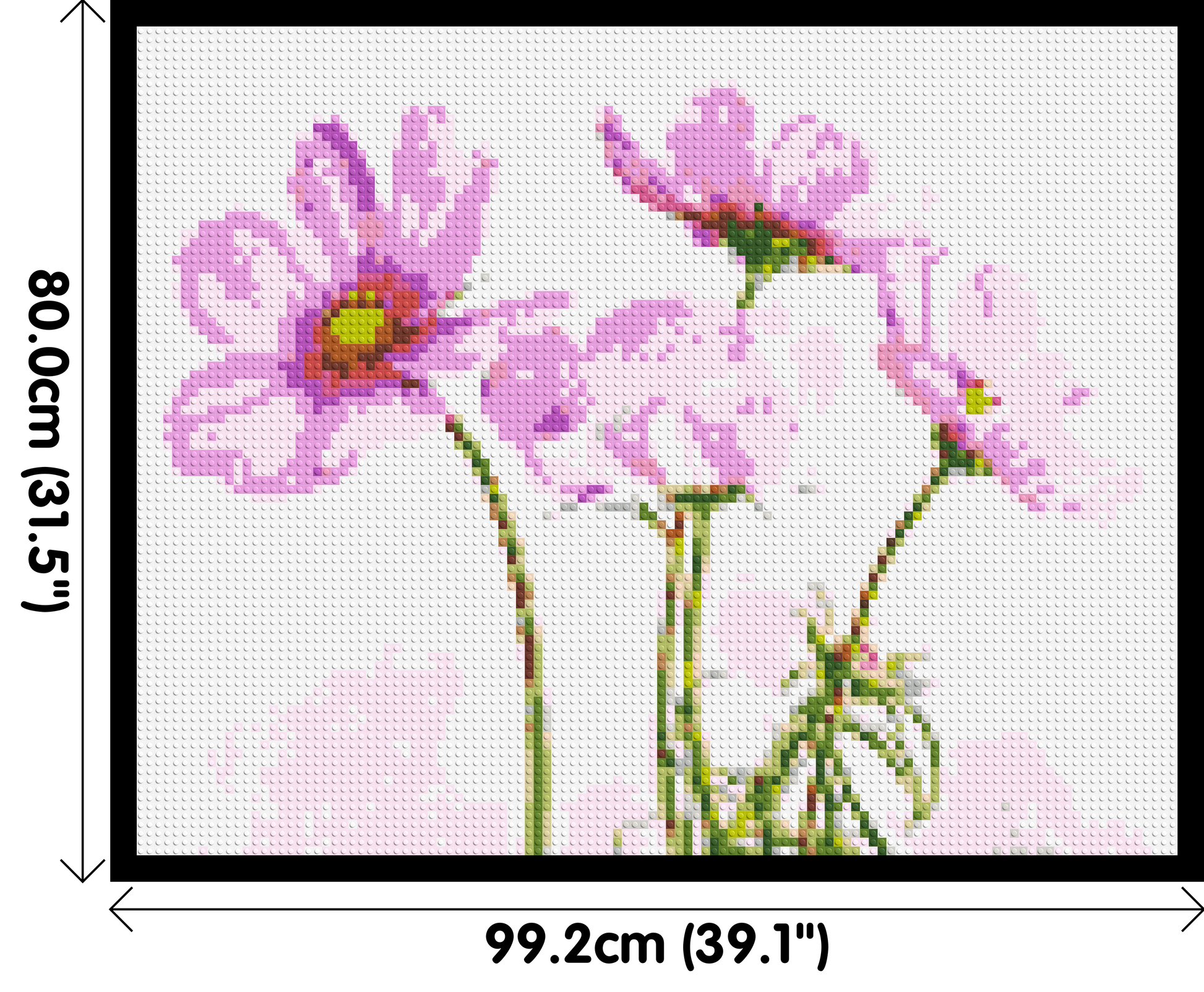 Pink Cosmea - Brick Art Mosaic Kit 5x4 dimensions with frame