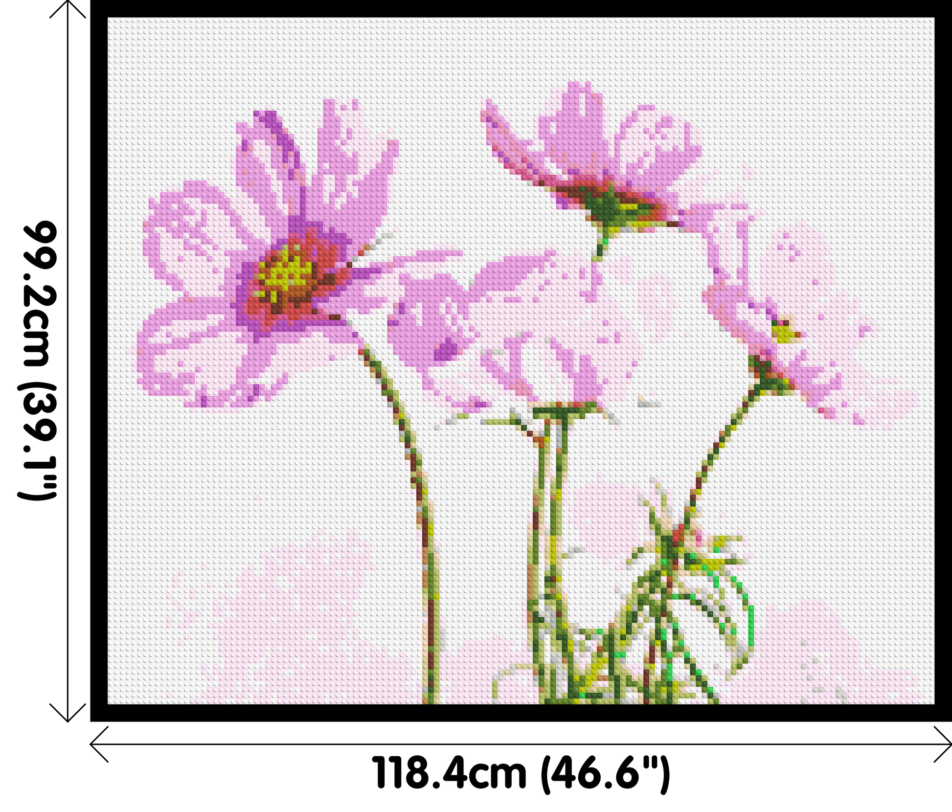 Pink Cosmea - Brick Art Mosaic Kit 6x5 dimensions with frame