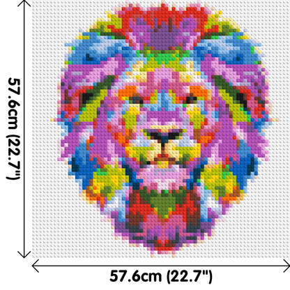 Regal Lion Colourful Pop Art - Brick Art Mosaic Kit 3x3 large