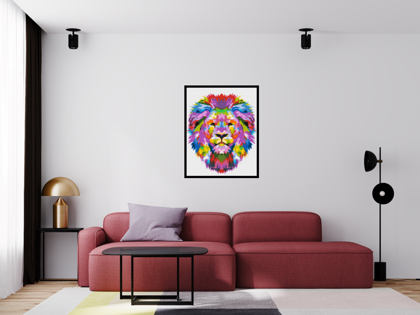 Regal Lion Colourful Pop Art - Brick Art Mosaic Kit 4x5 large