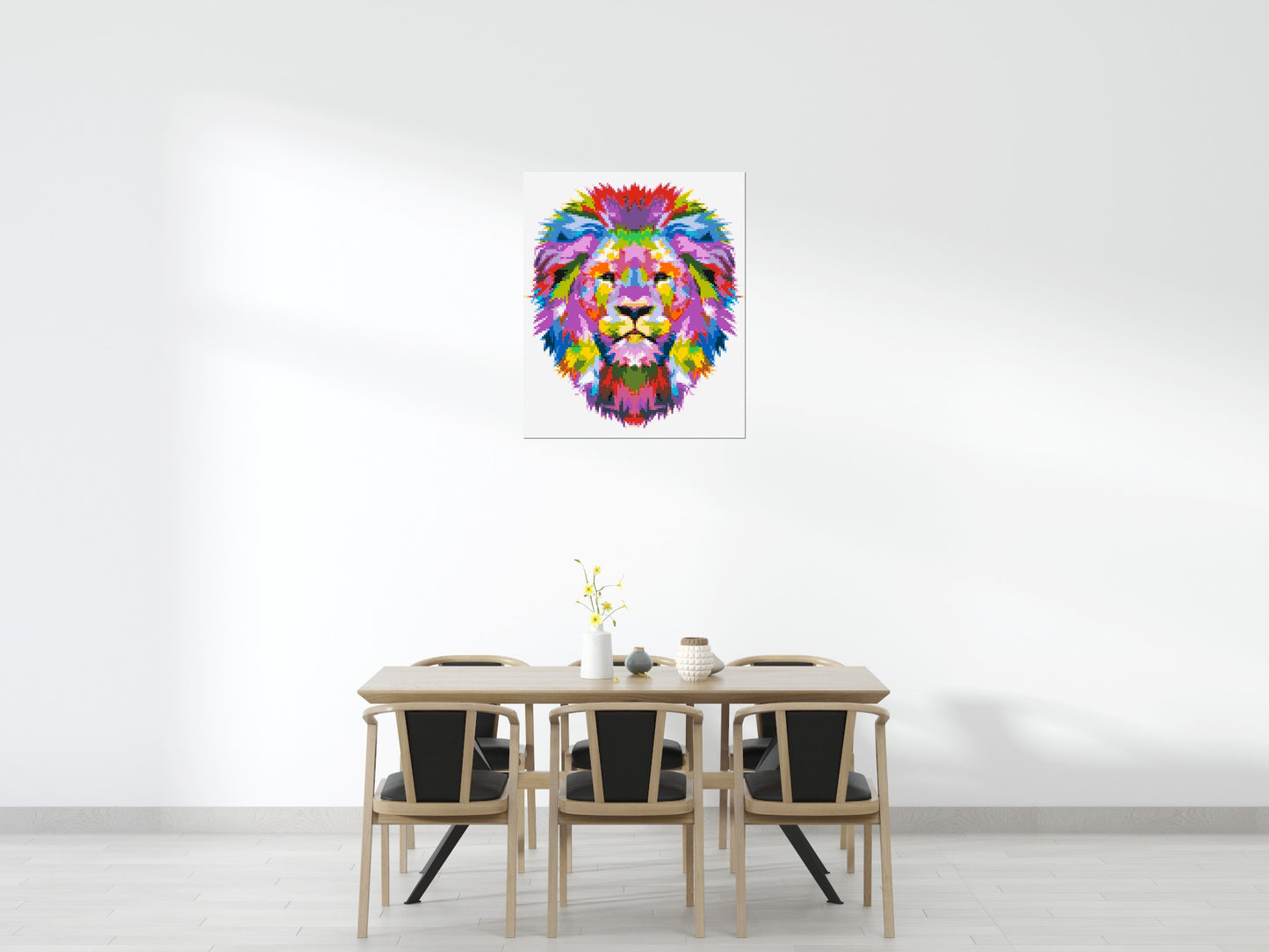 Regal Lion Colourful Pop Art - Brick Art Mosaic Kit 5x6 large