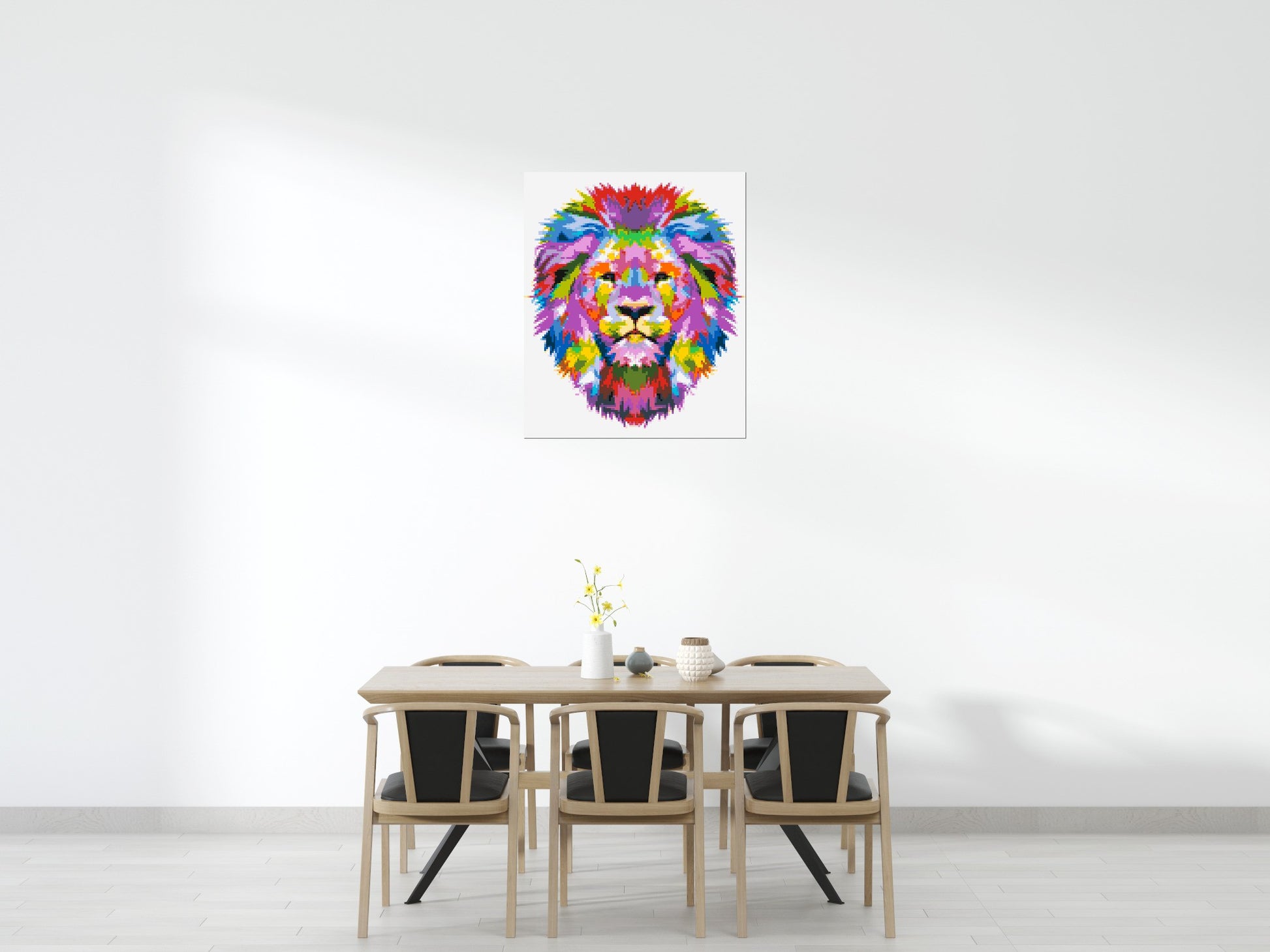 Regal Lion Colourful Pop Art - Brick Art Mosaic Kit 5x6 scene