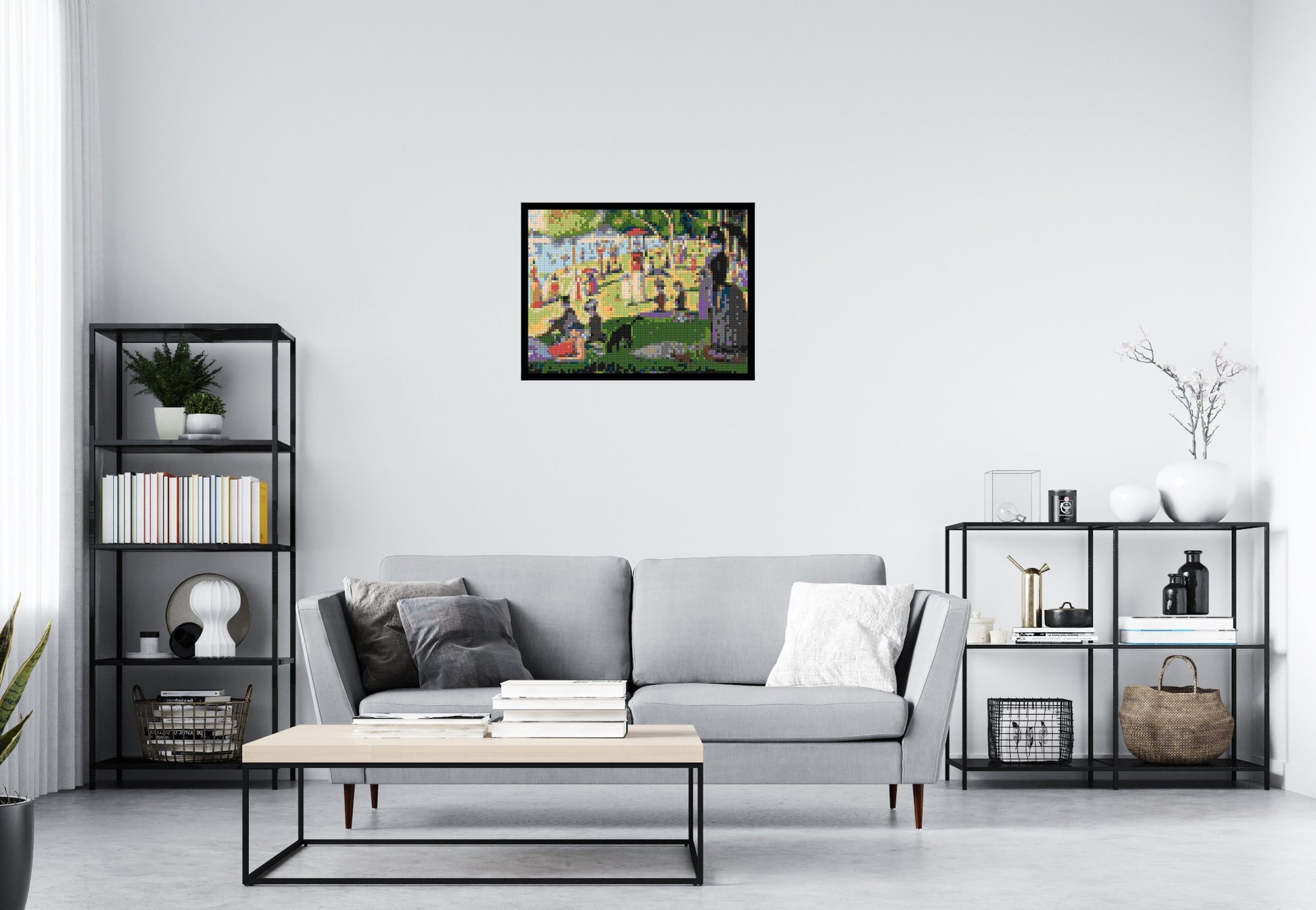 A Sunday Afternoon on the Island of La Grande Jatte By Georges Seurat - Brick Art Mosaic Kit 4x3 scene with frame
