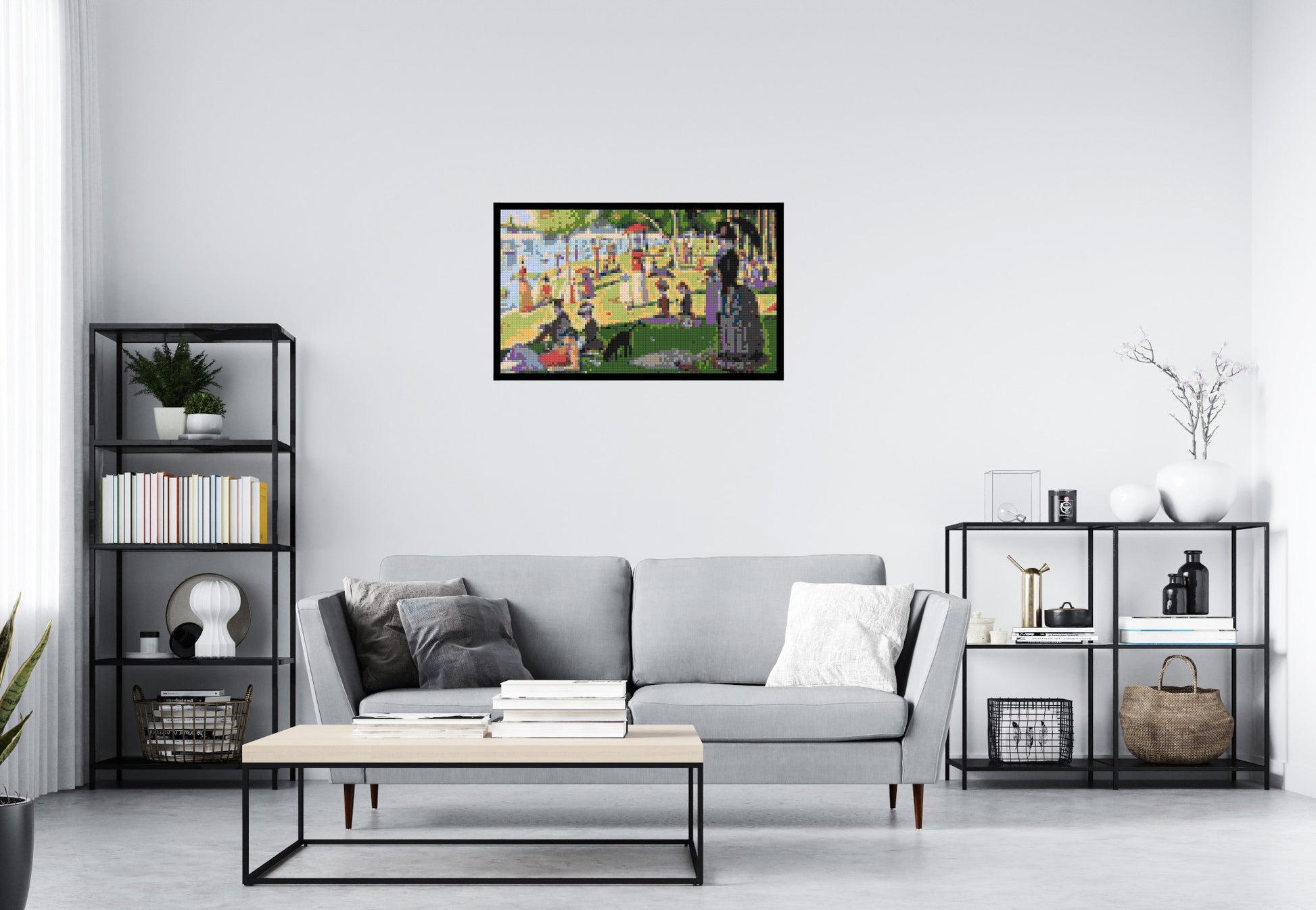A Sunday Afternoon on the Island of La Grande Jatte By Georges Seurat - Brick Art Mosaic Kit 5x3 scene with frame