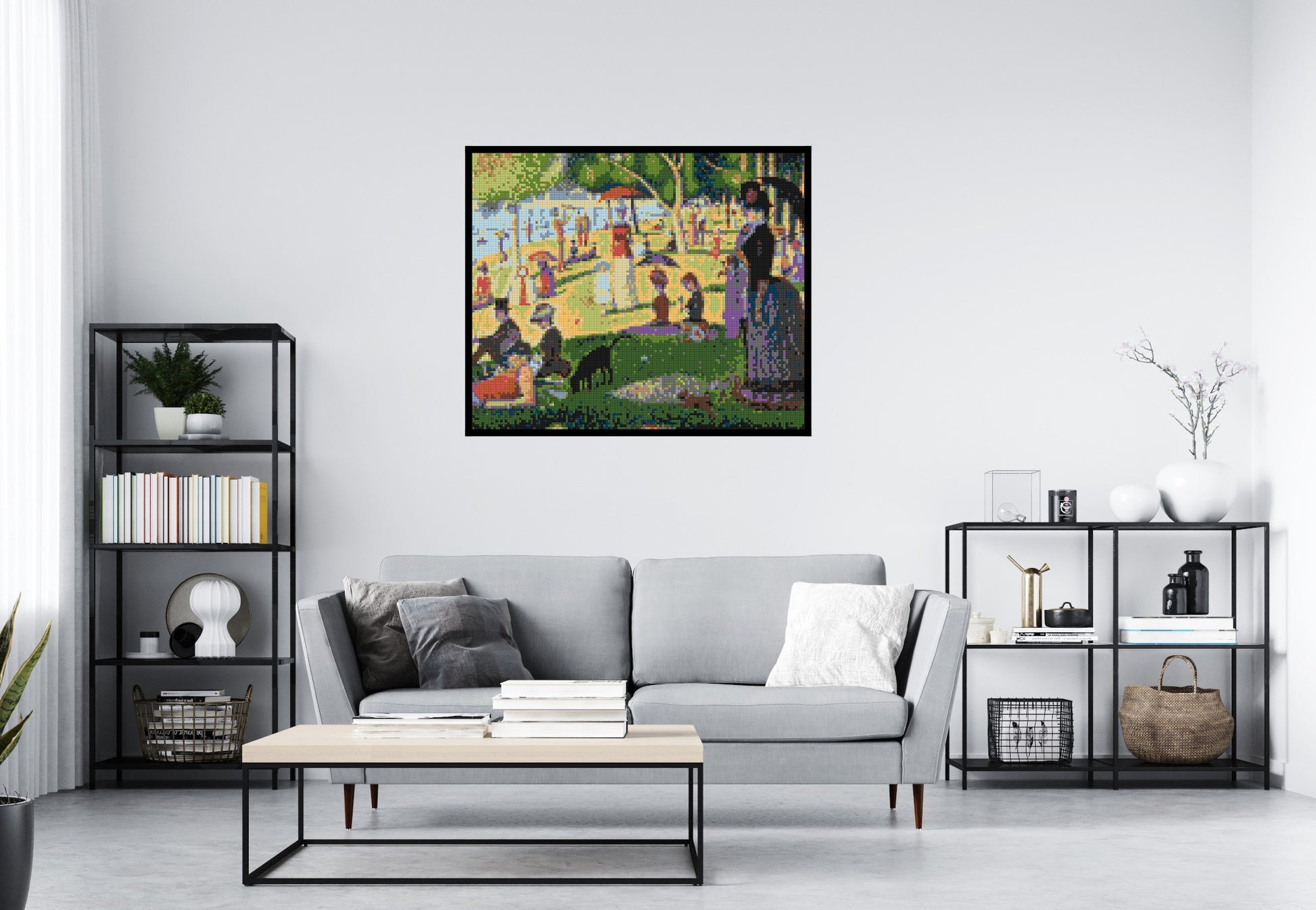 A Sunday Afternoon on the Island of La Grande Jatte By Georges Seurat - Brick Art Mosaic Kit 6x5 scene with frame