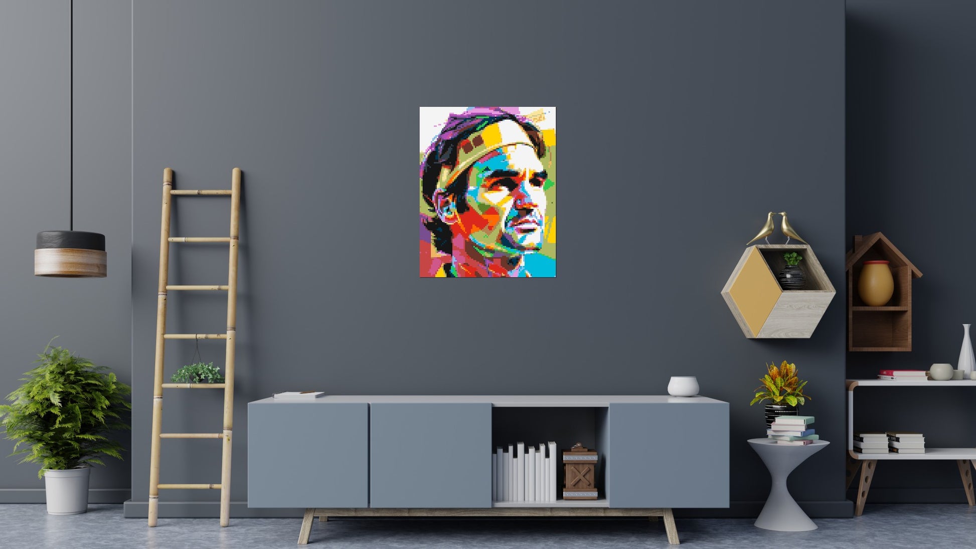 Roger Federer - Brick Art Mosaic Kit 4x5 scene