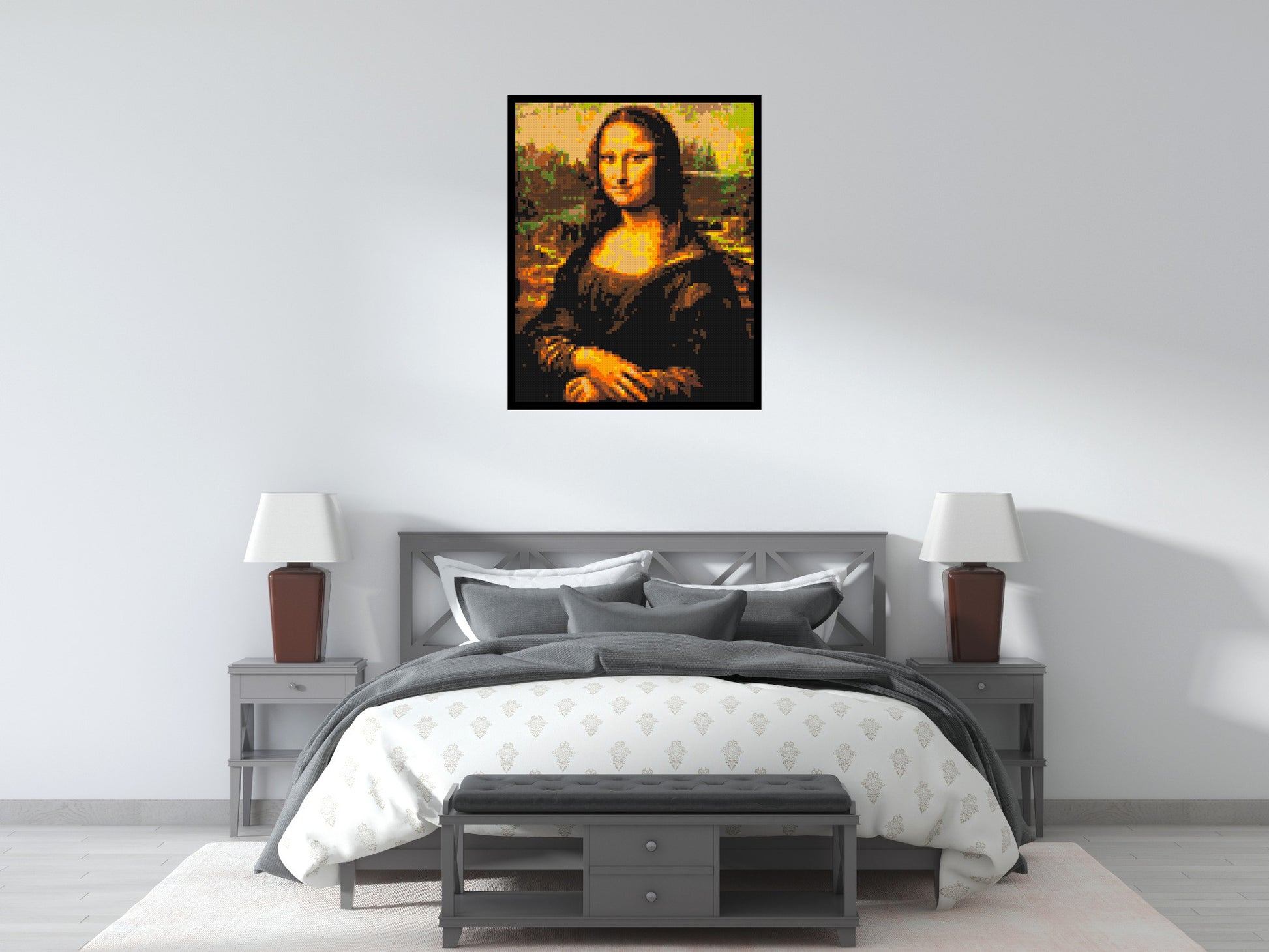 The Mona Lisa by Leonardo Da Vinci - Brick Art Mosaic Kit 4x5 scene with frame