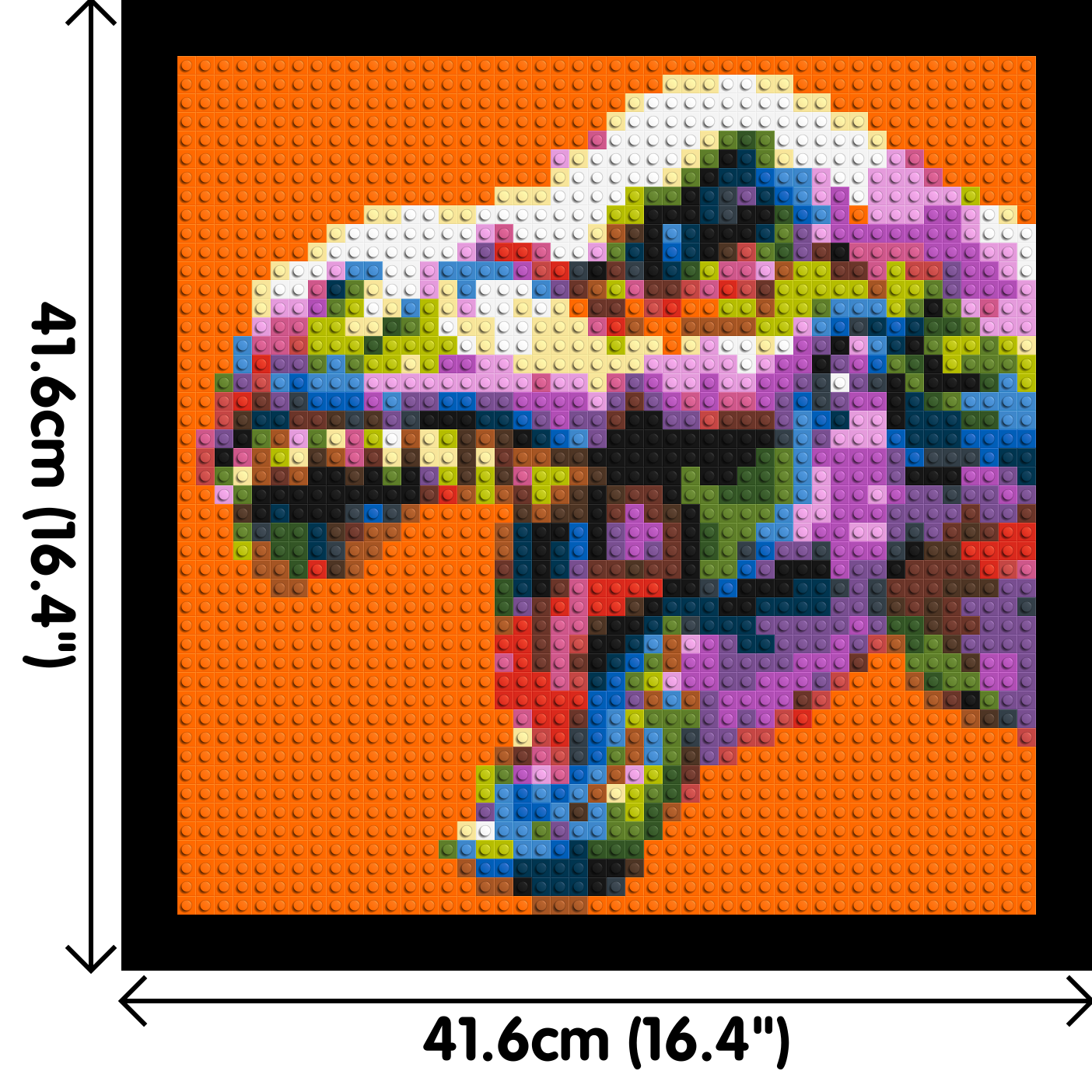 Dinosaur Colourful Pop Art  - Brick Art Mosaic Kit 2x2 dimensions with frame