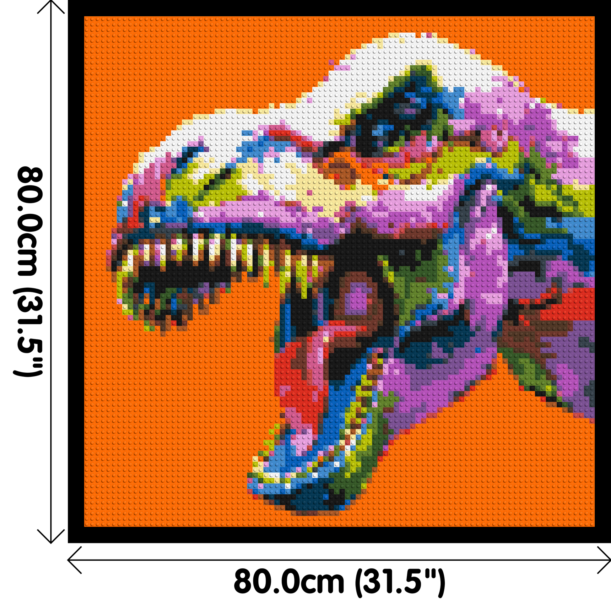 Dinosaur Colourful Pop Art  - Brick Art Mosaic Kit 4x4 dimensions with frame