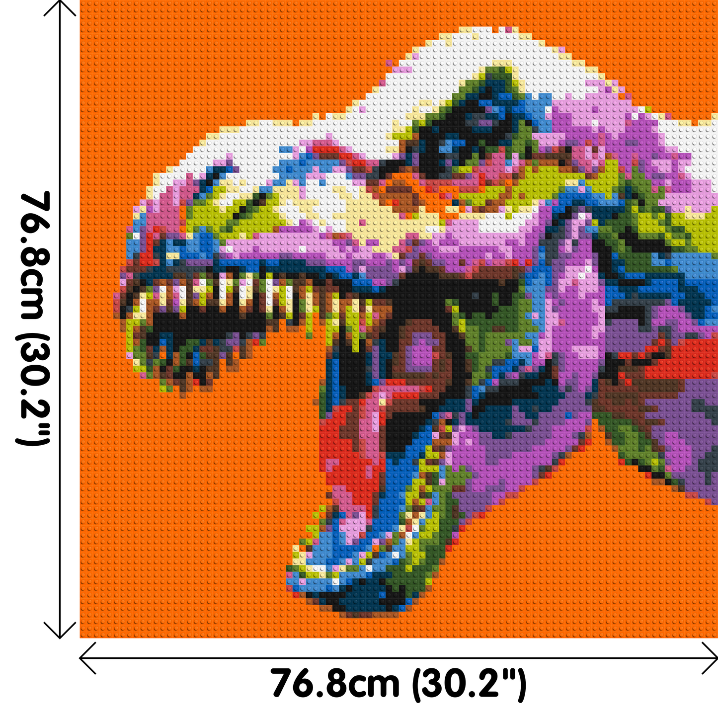 Dinosaur Colourful Pop Art  - Brick Art Mosaic Kit 4x4 large