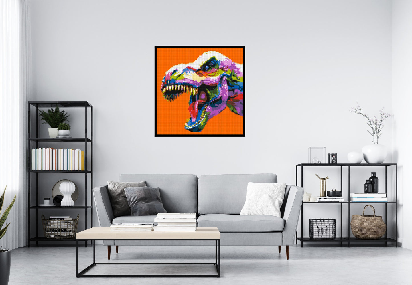 Dinosaur Colourful Pop Art  - Brick Art Mosaic Kit 5x5 large