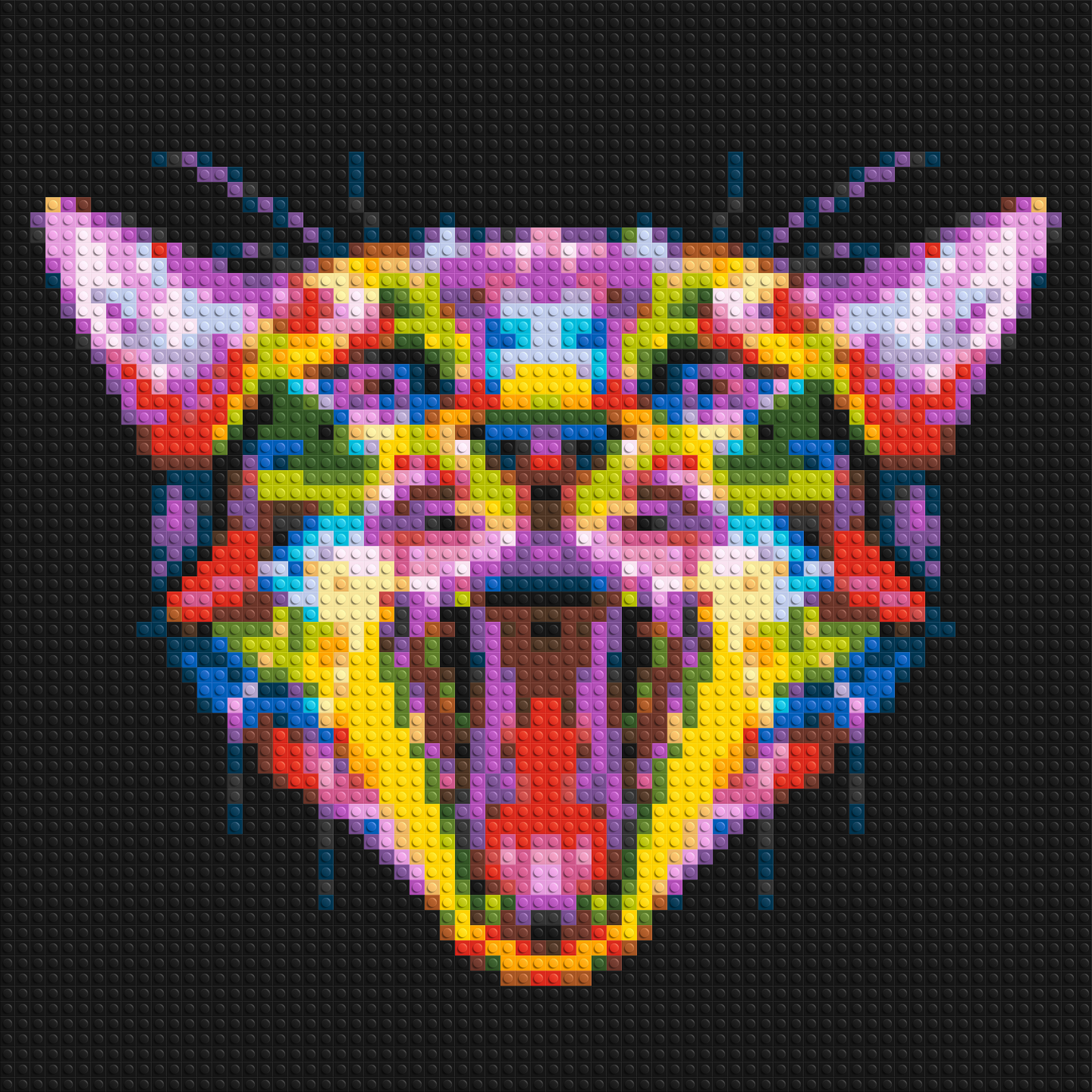 Meowing Cat Colourful Pop Art - Brick Art Mosaic Kit 3x3 large