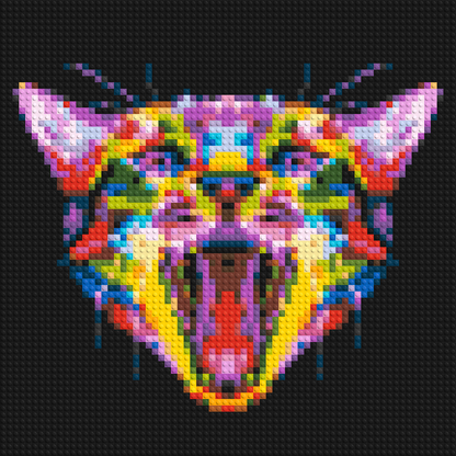 Meowing Cat Colourful Pop Art - Brick Art Mosaic Kit 3x3 large