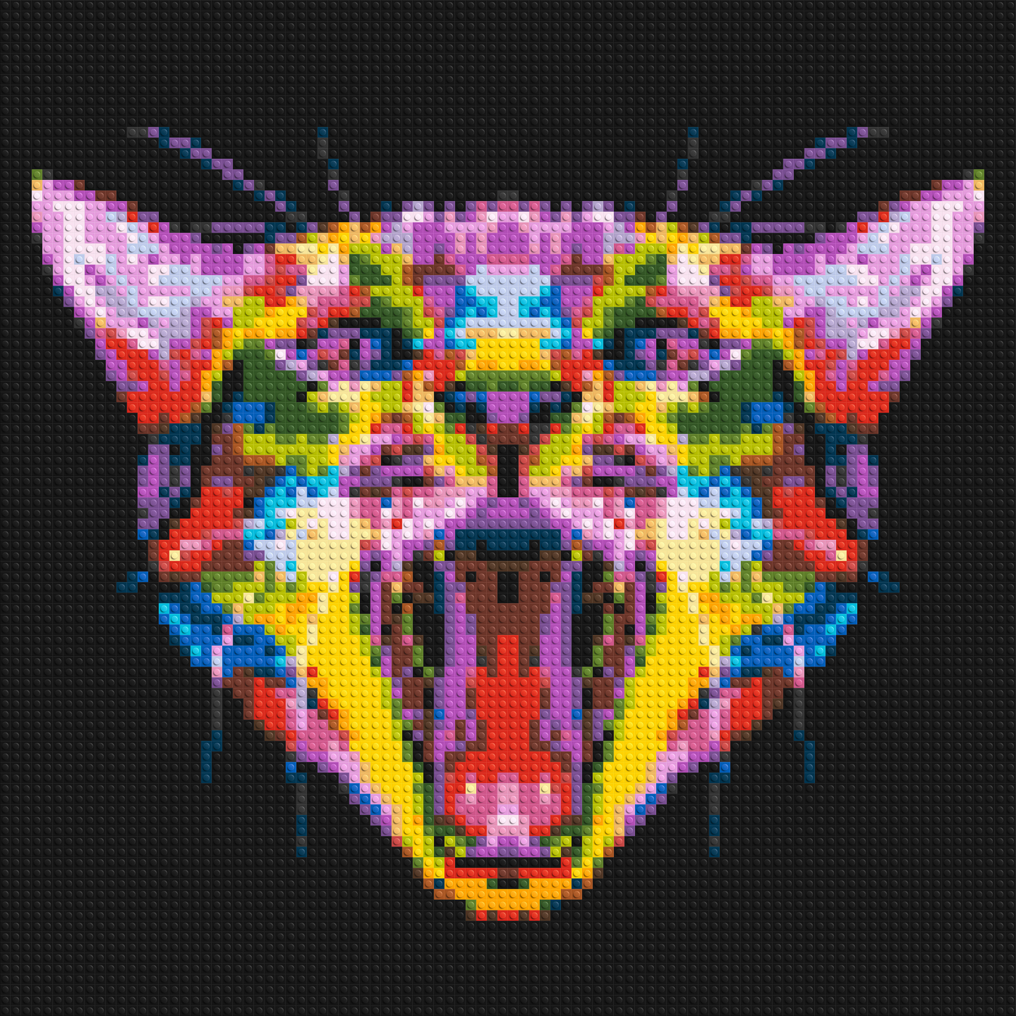 Meowing Cat Colourful Pop Art - Brick Art Mosaic Kit 4x4 large