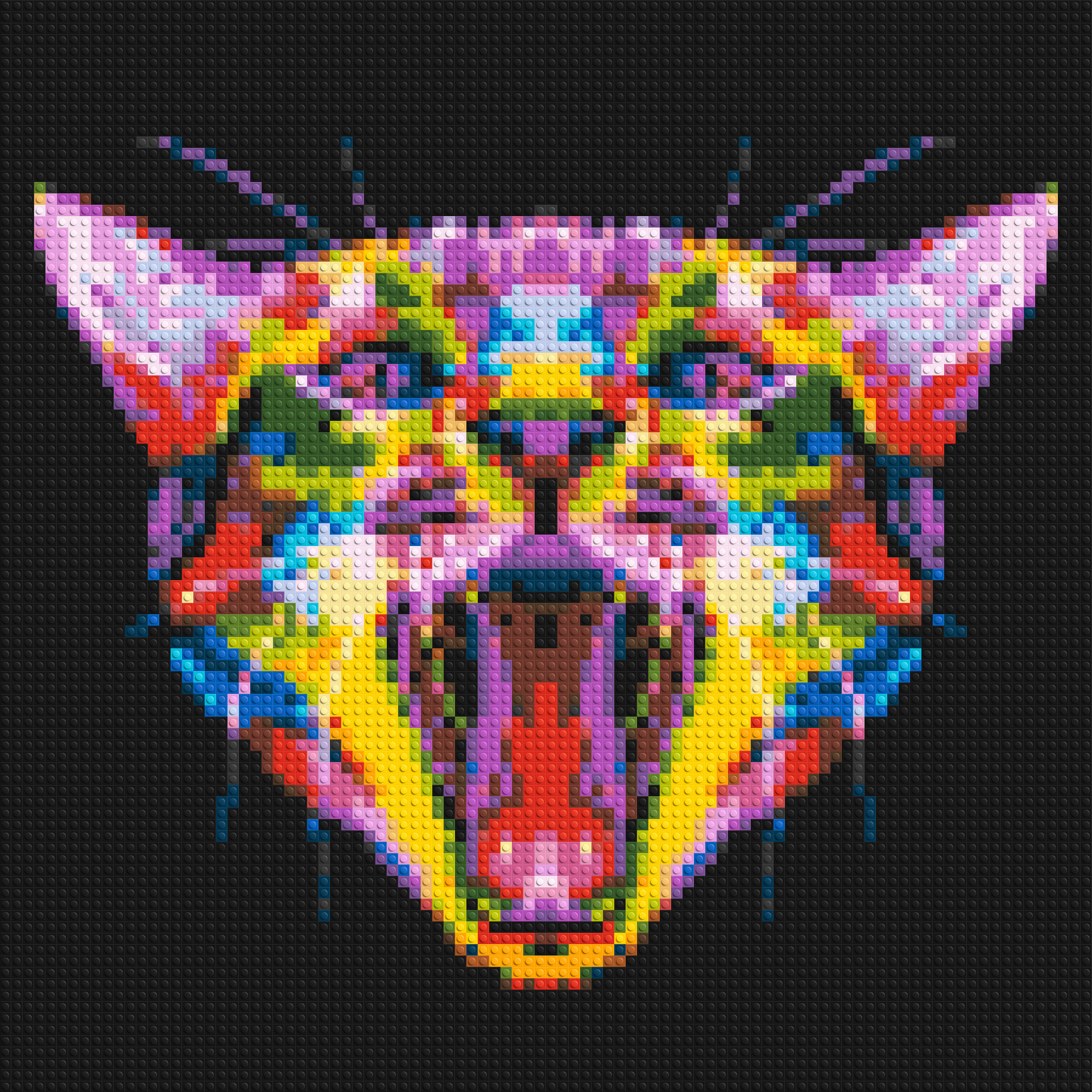 Meowing Cat Colourful Pop Art - Brick Art Mosaic Kit 4x4 large