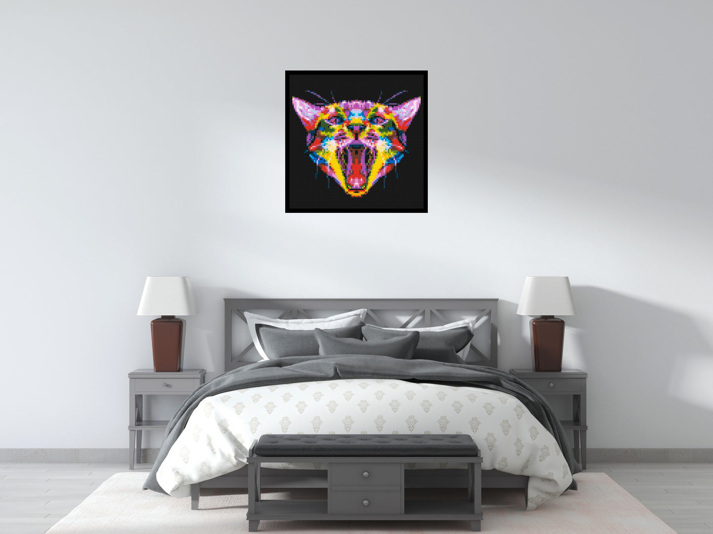 Meowing Cat Colourful Pop Art - Brick Art Mosaic Kit 4x4 large