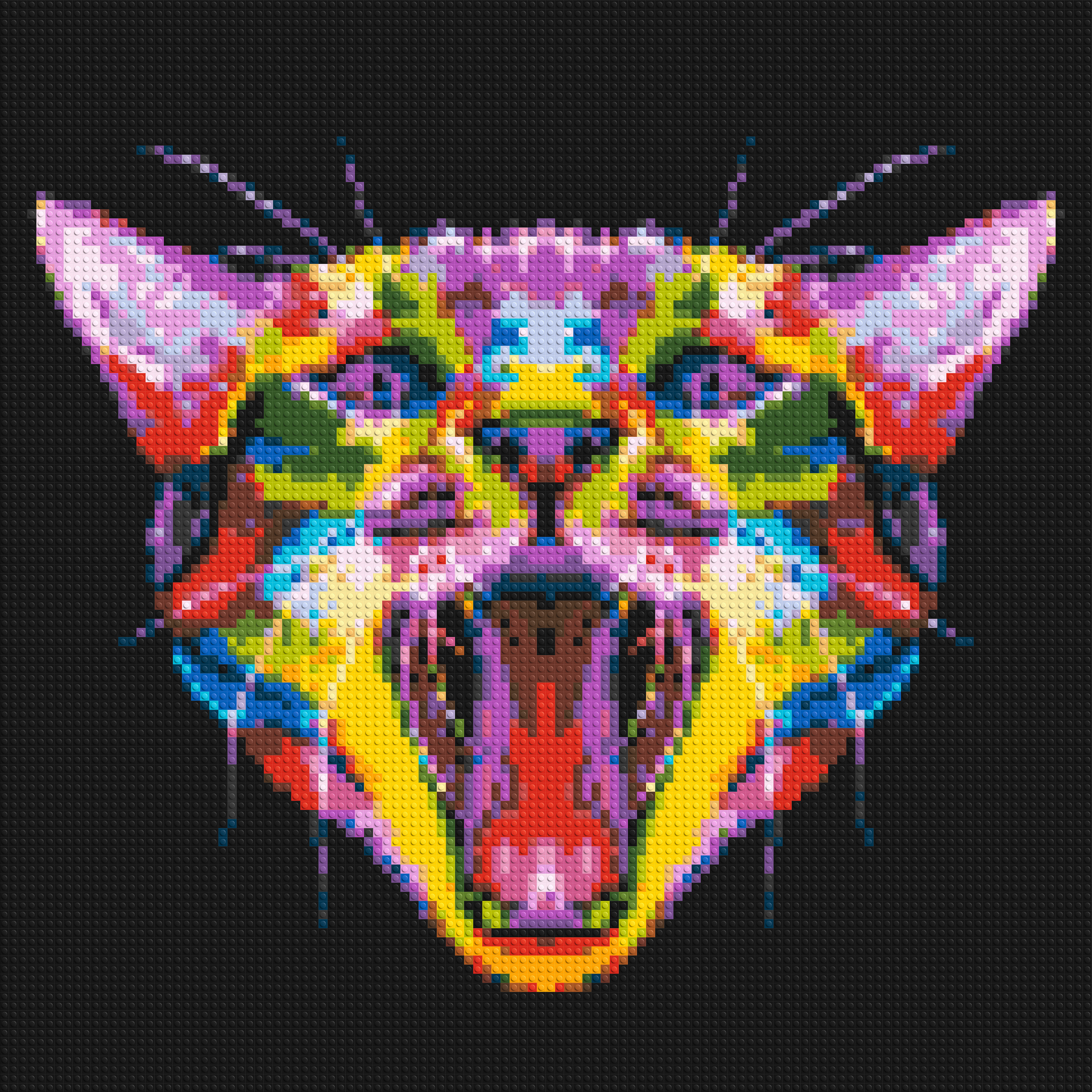 Meowing Cat Colourful Pop Art - Brick Art Mosaic Kit 5x5 large