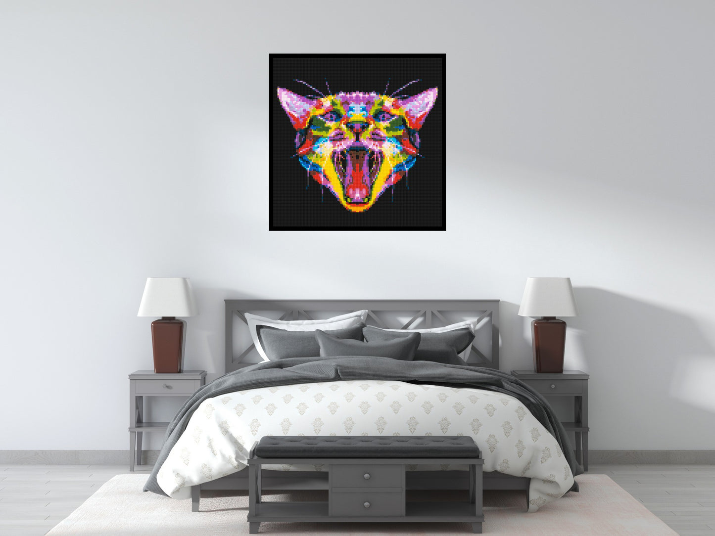 Meowing Cat Colourful Pop Art - Brick Art Mosaic Kit 5x5 large