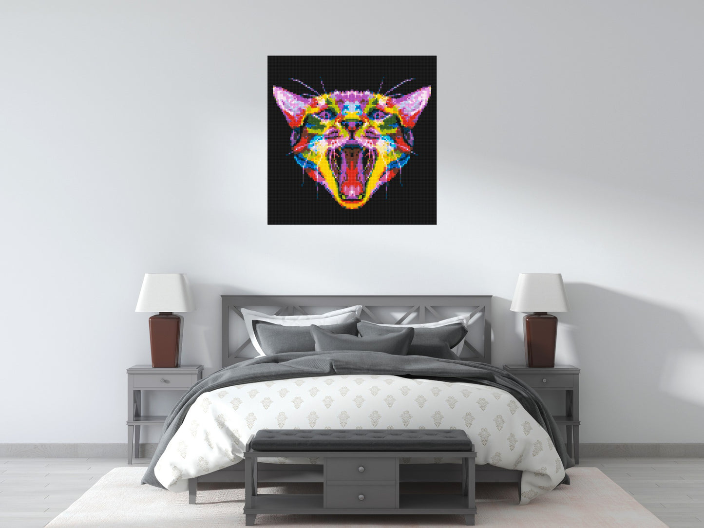 Meowing Cat Colourful Pop Art - Brick Art Mosaic Kit 5x5 large