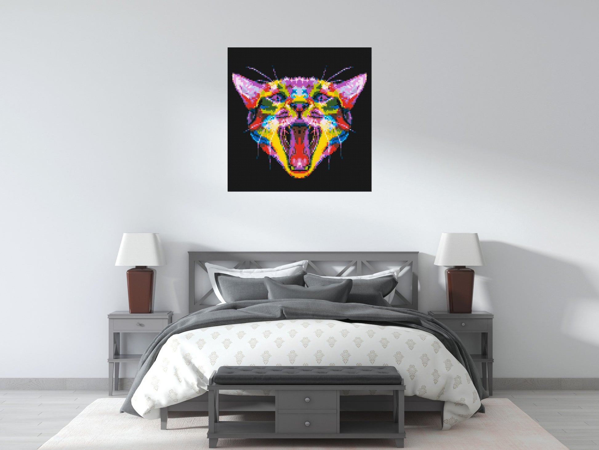 Meowing Cat Colourful Pop Art - Brick Art Mosaic Kit 5x5 scene