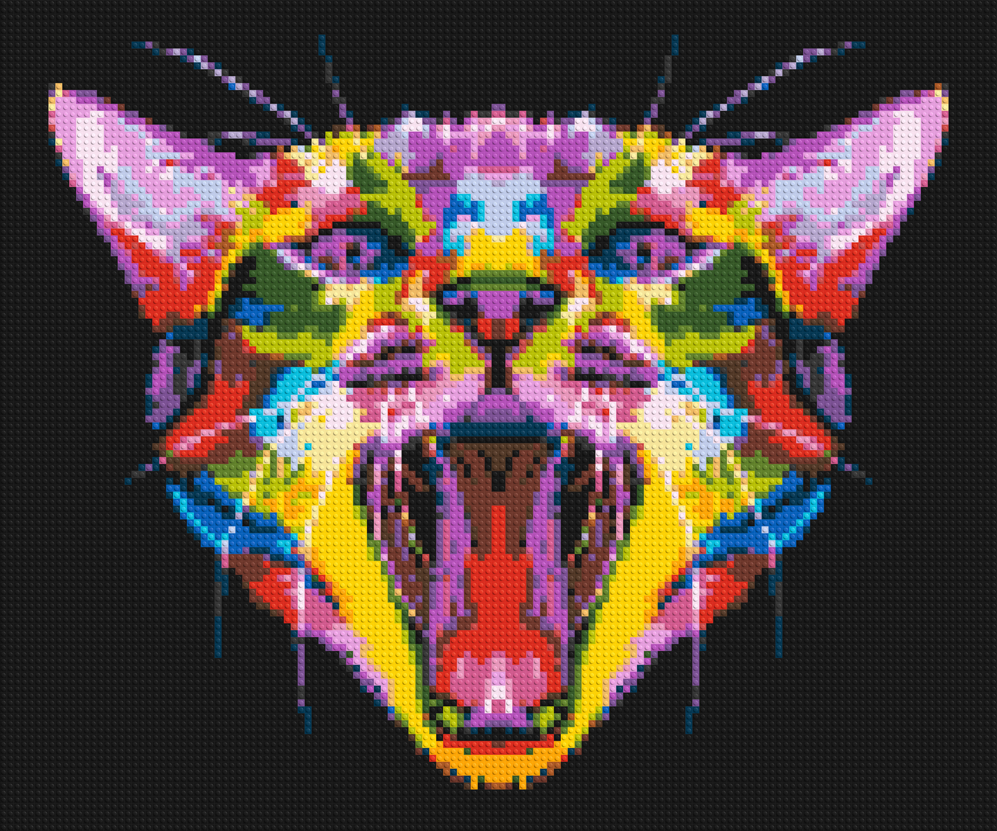 Meowing Cat Colourful Pop Art - Brick Art Mosaic Kit 6x5 large