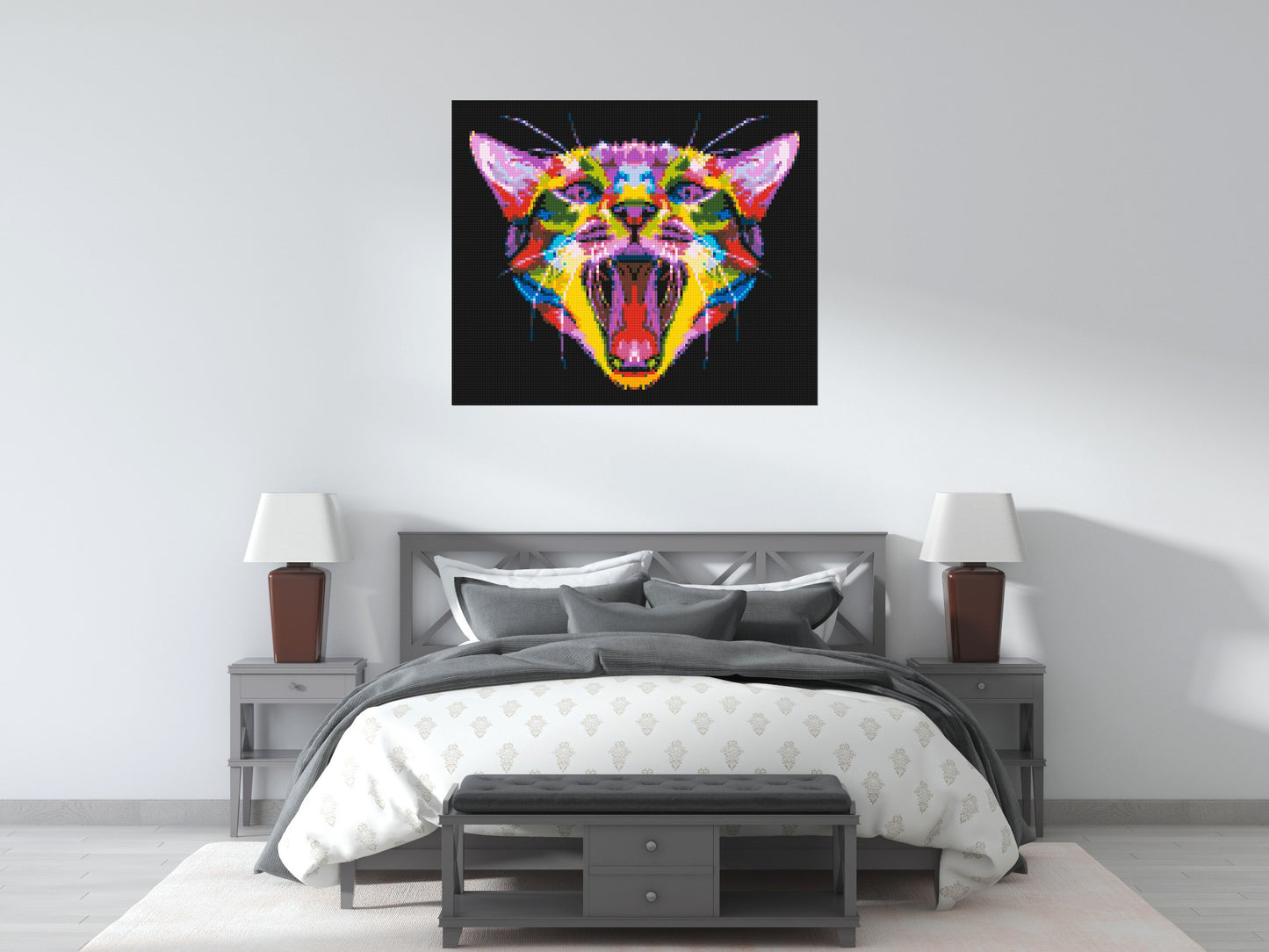 Meowing Cat Colourful Pop Art - Brick Art Mosaic Kit 6x5 large