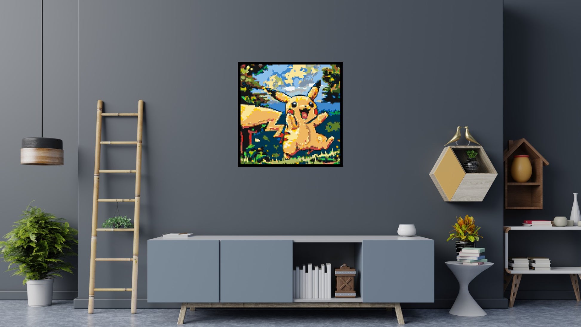 Pikachu - Brick Art Mosaic Kit 5x5 scene with frame